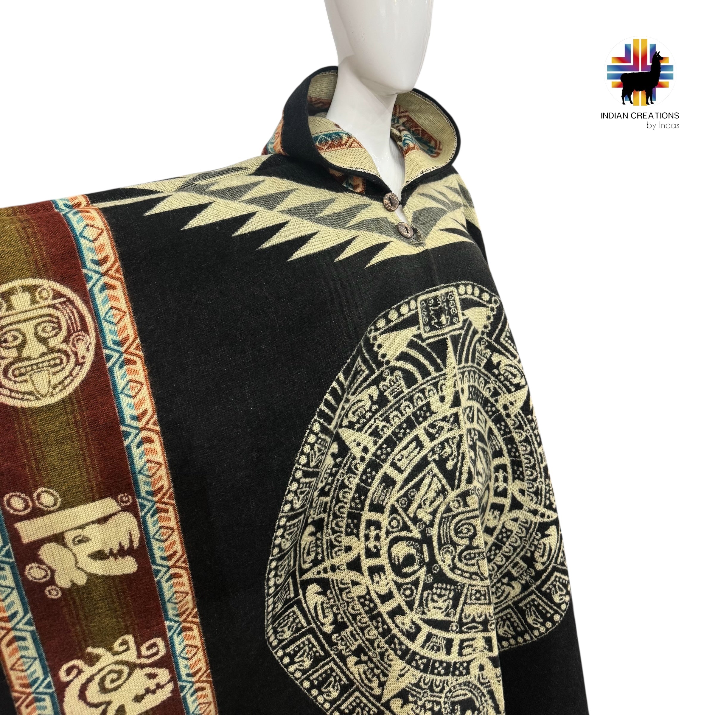 Aztec Calendar Alpaca Poncho
