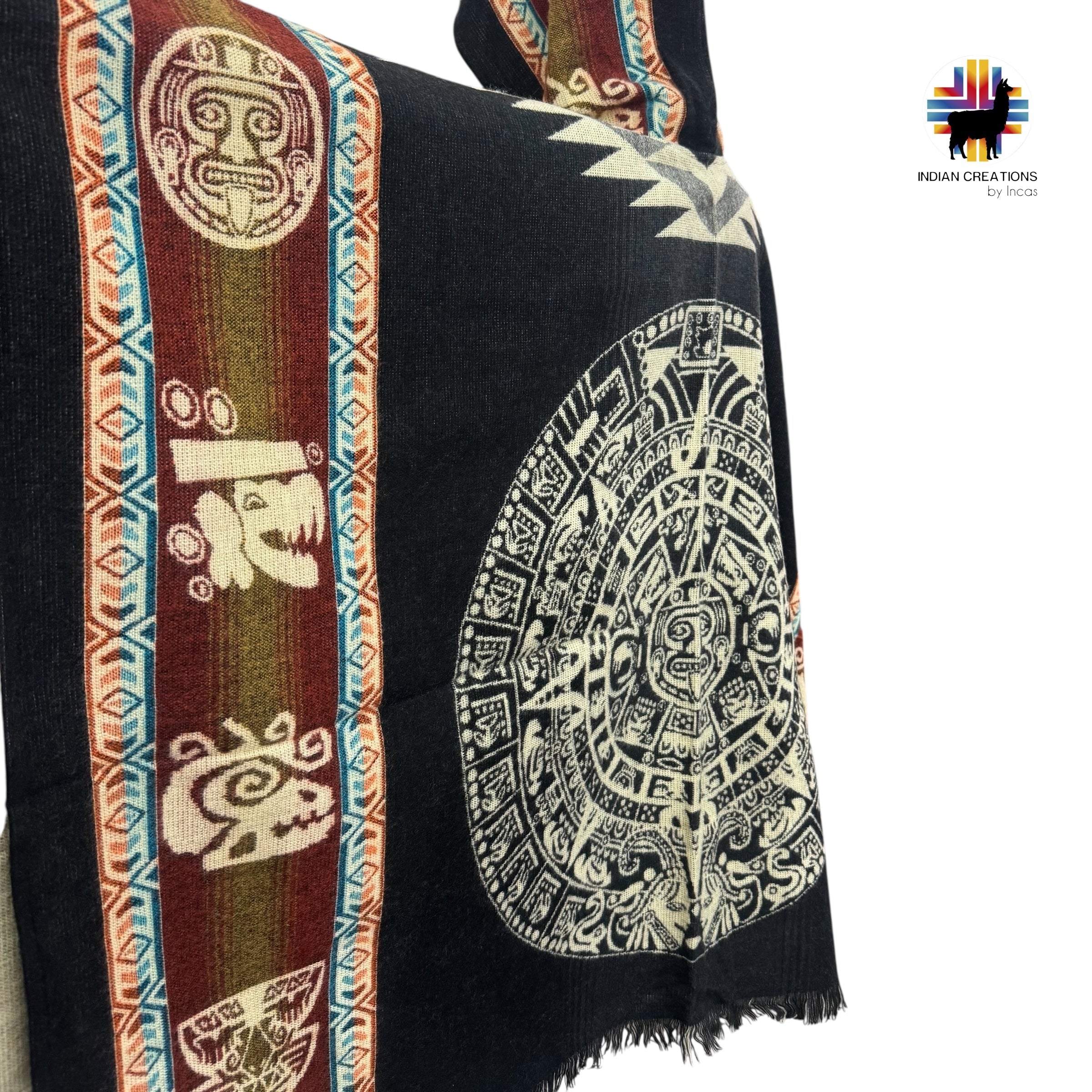 Aztec Calendar Alpaca Poncho