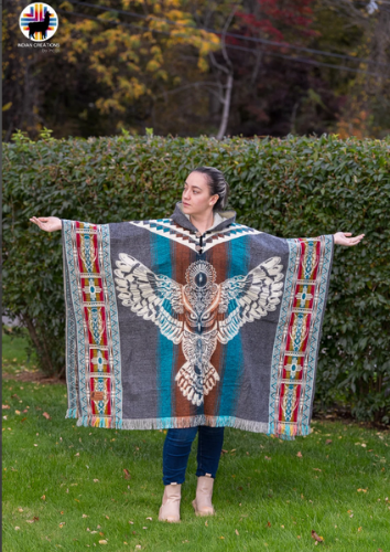 Native Owl II Alpaca Poncho