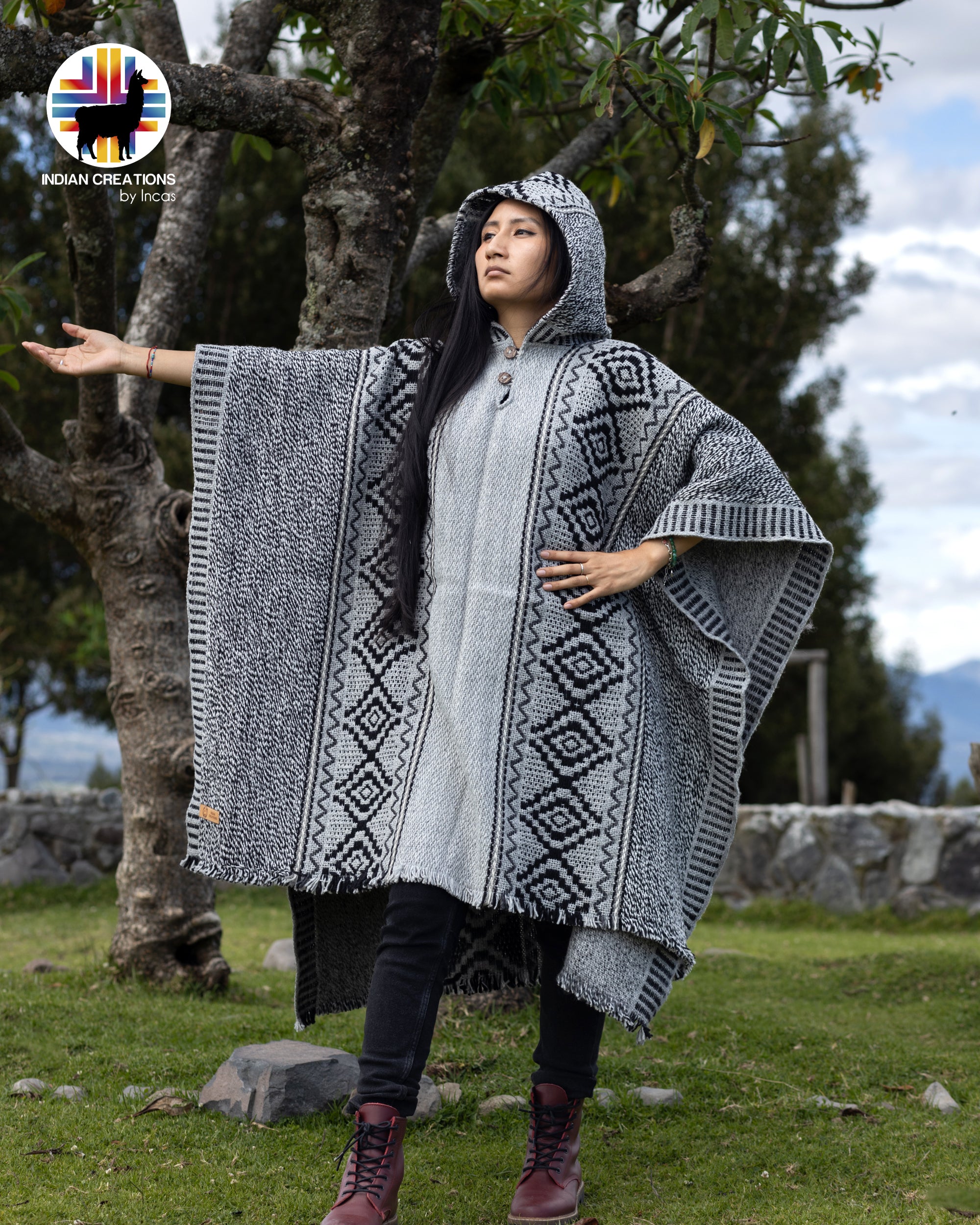 Grey Wind Wool Poncho