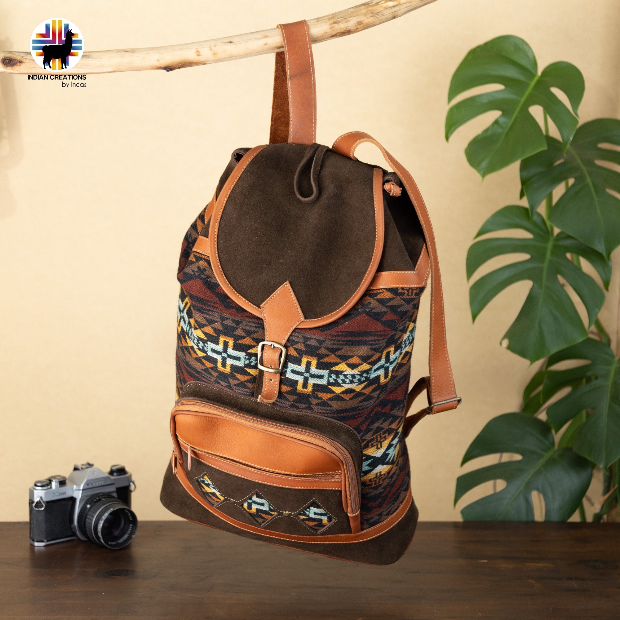 Beautiful Leather Backpack. Handcrafted by Indigenous Hands. Lightweight Rucksack Backpack. Hippie & Bohemian Style.FREE SHIPPING!Gift Ideas