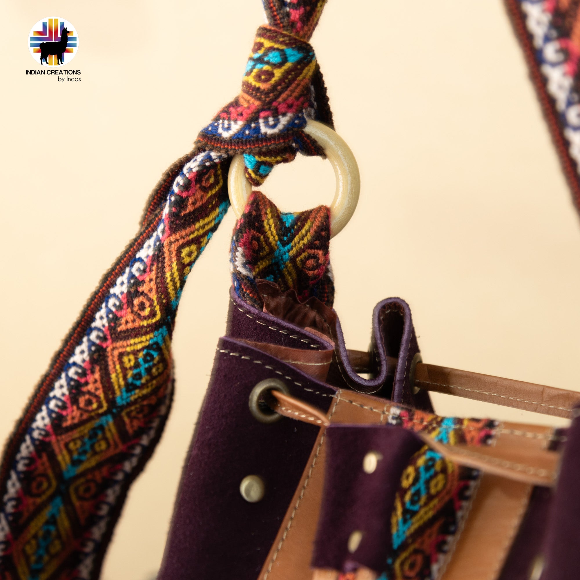 Unique Suede Leather Shoulder Bag. Handcrafted by Indigenous Hands. Lightweight Bucket Bag. Hippie & Bohemian Style. FREE SHIPPING!
