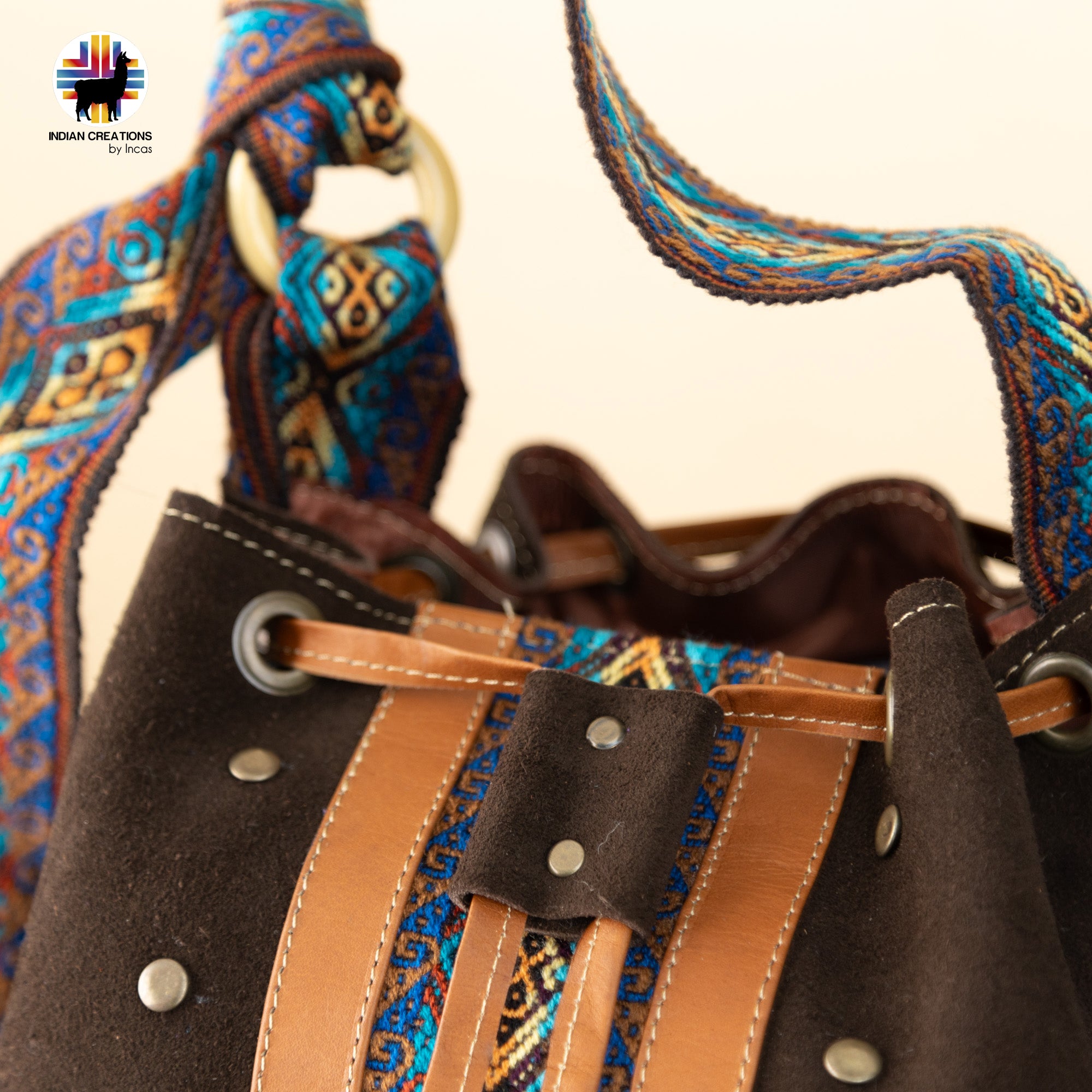 Unique Suede Leather Shoulder Bag. Handcrafted by Indigenous Hands. Lightweight Bucket Bag. Hippie & Bohemian Style. FREE SHIPPING!
