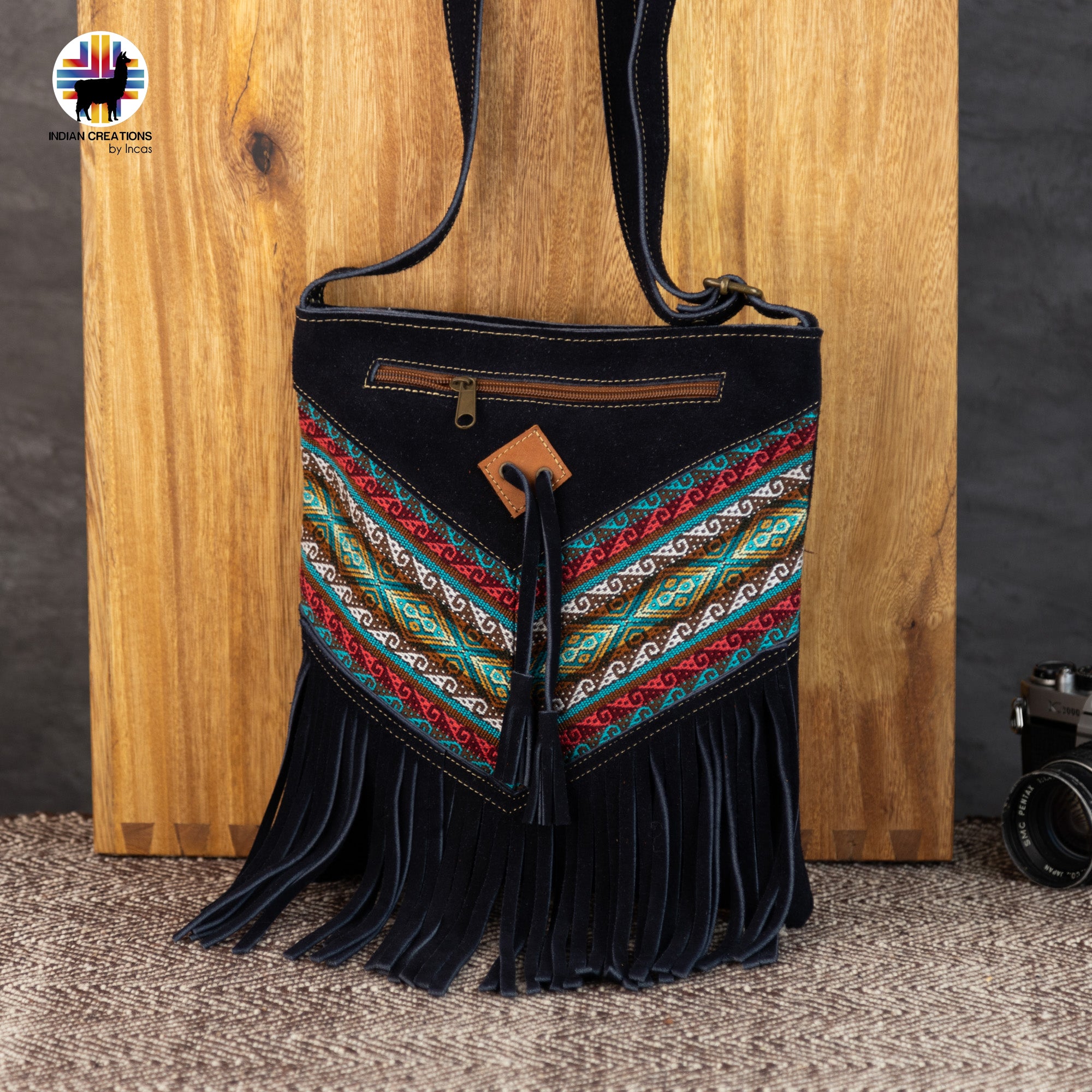 Suede Leather Cross-body Purse. Handcrafted by Indigenous Hands. Chic Purse. Hippie & Bohemian Style. FREE SHIPPING! Gift Ideas