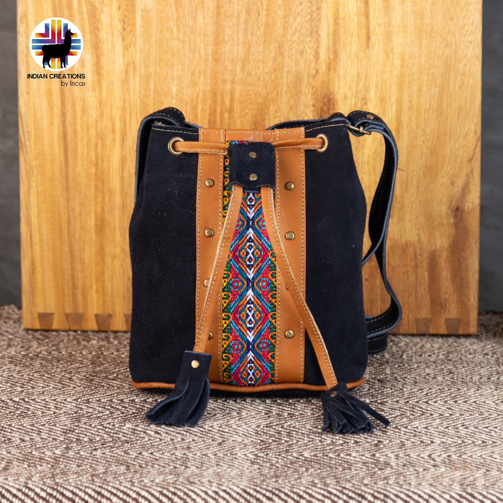 Mini Suede Leather Shoulder Bag. Handcrafted by Indigenous Hands. Lightweight Bucket Bag. Hippie & Bohemian Style. FREE SHIPPING!