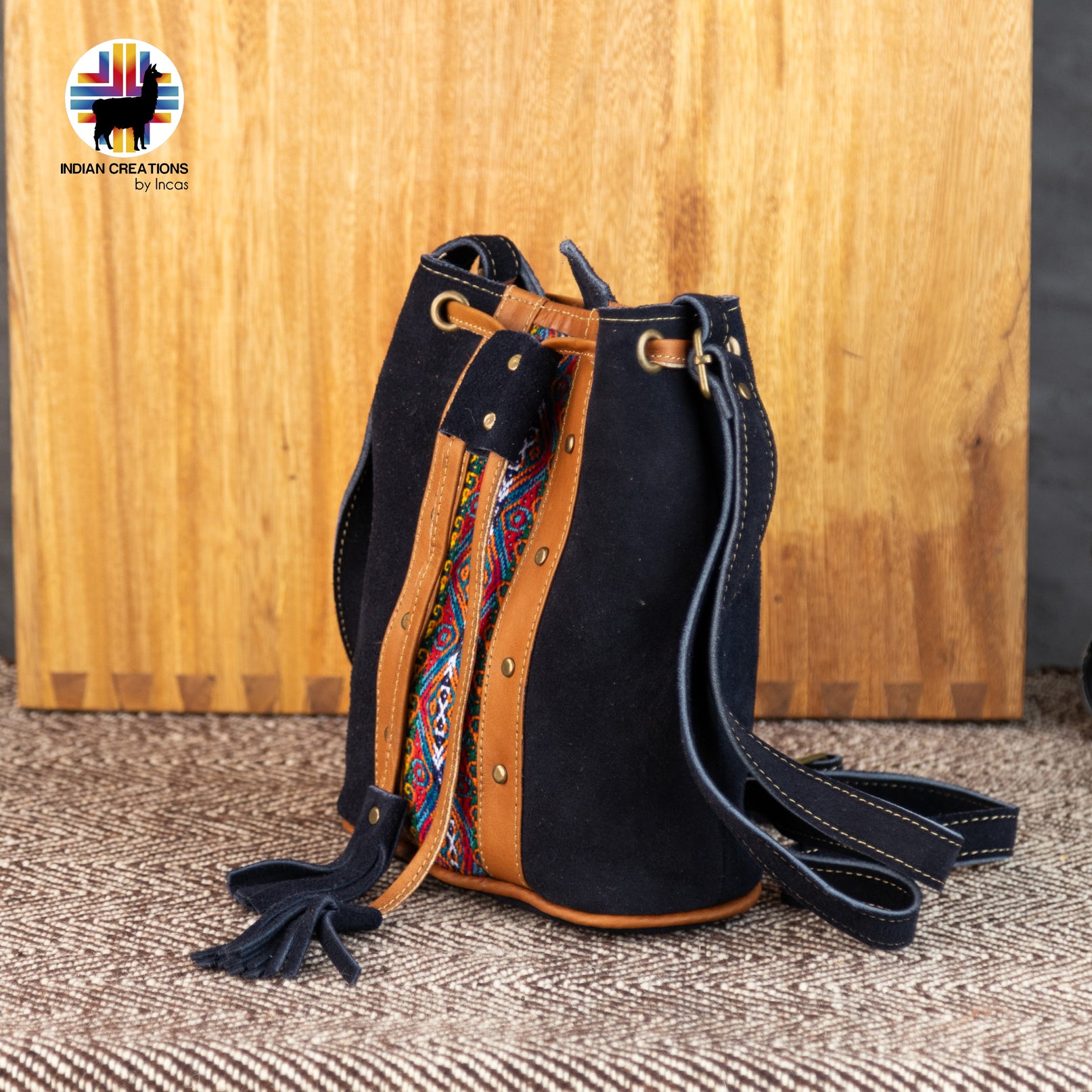 Mini Suede Leather Shoulder Bag. Handcrafted by Indigenous Hands. Lightweight Bucket Bag. Hippie & Bohemian Style. FREE SHIPPING!