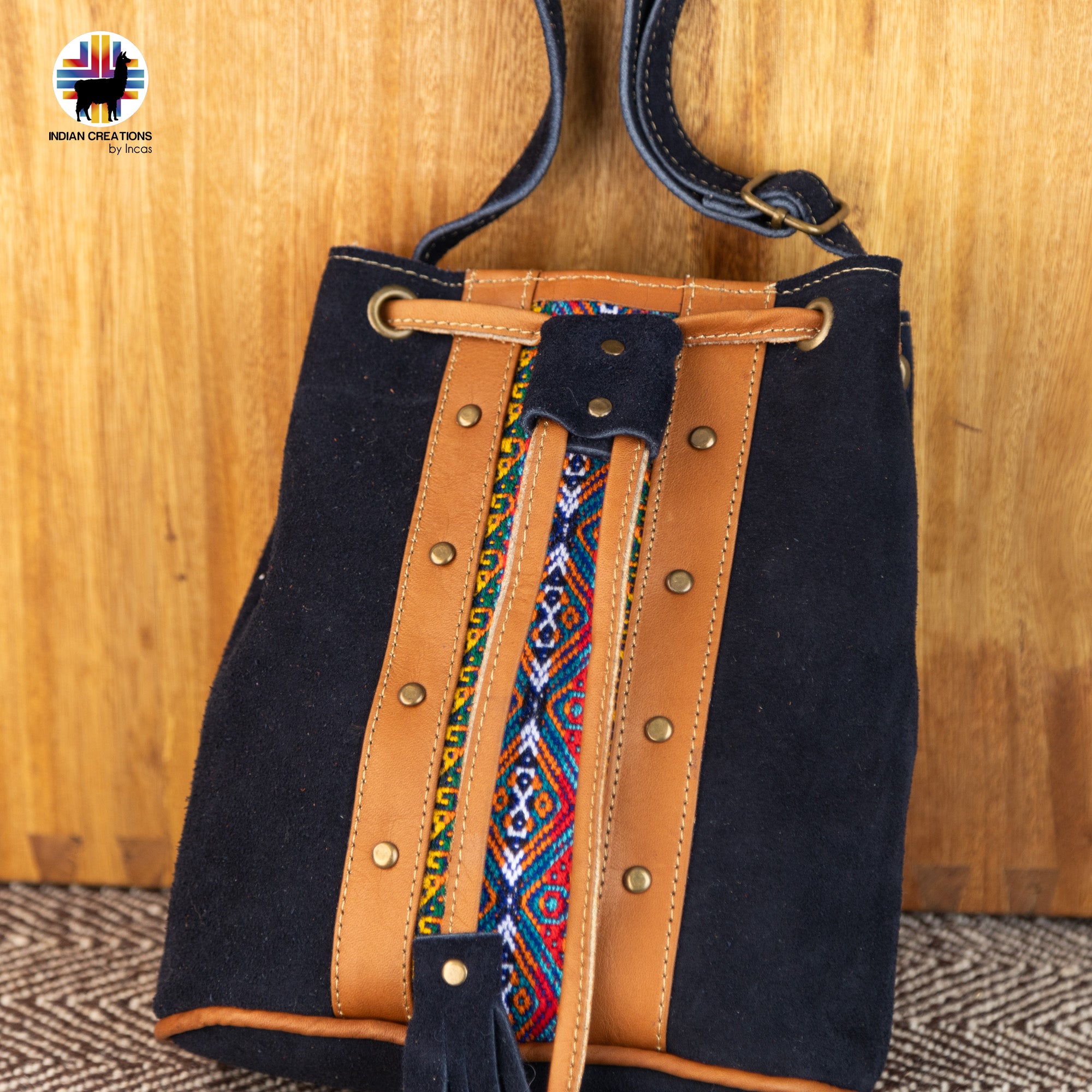 Mini Suede Leather Shoulder Bag. Handcrafted by Indigenous Hands. Lightweight Bucket Bag. Hippie & Bohemian Style. FREE SHIPPING!