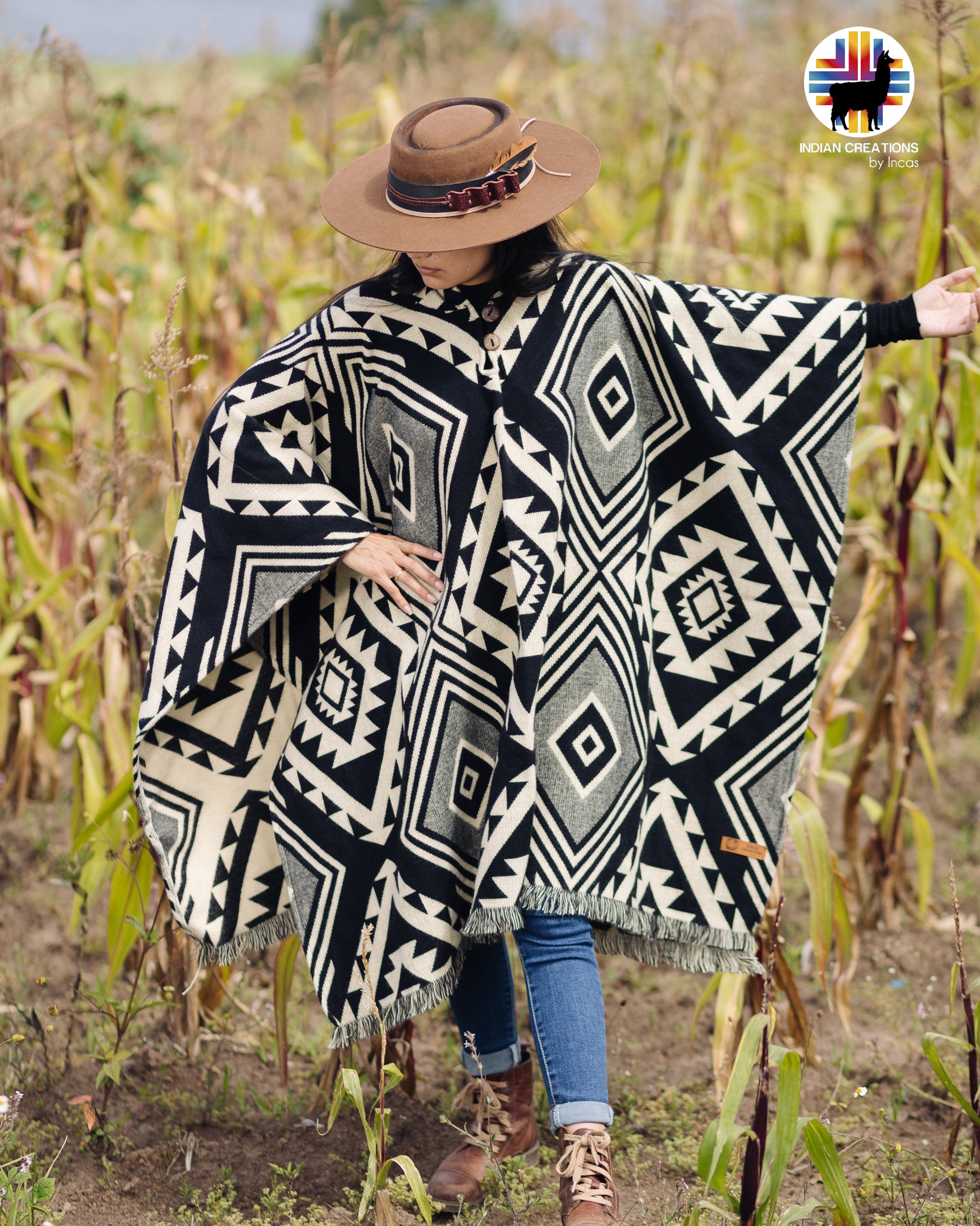 Black Barlow Alpaca Poncho