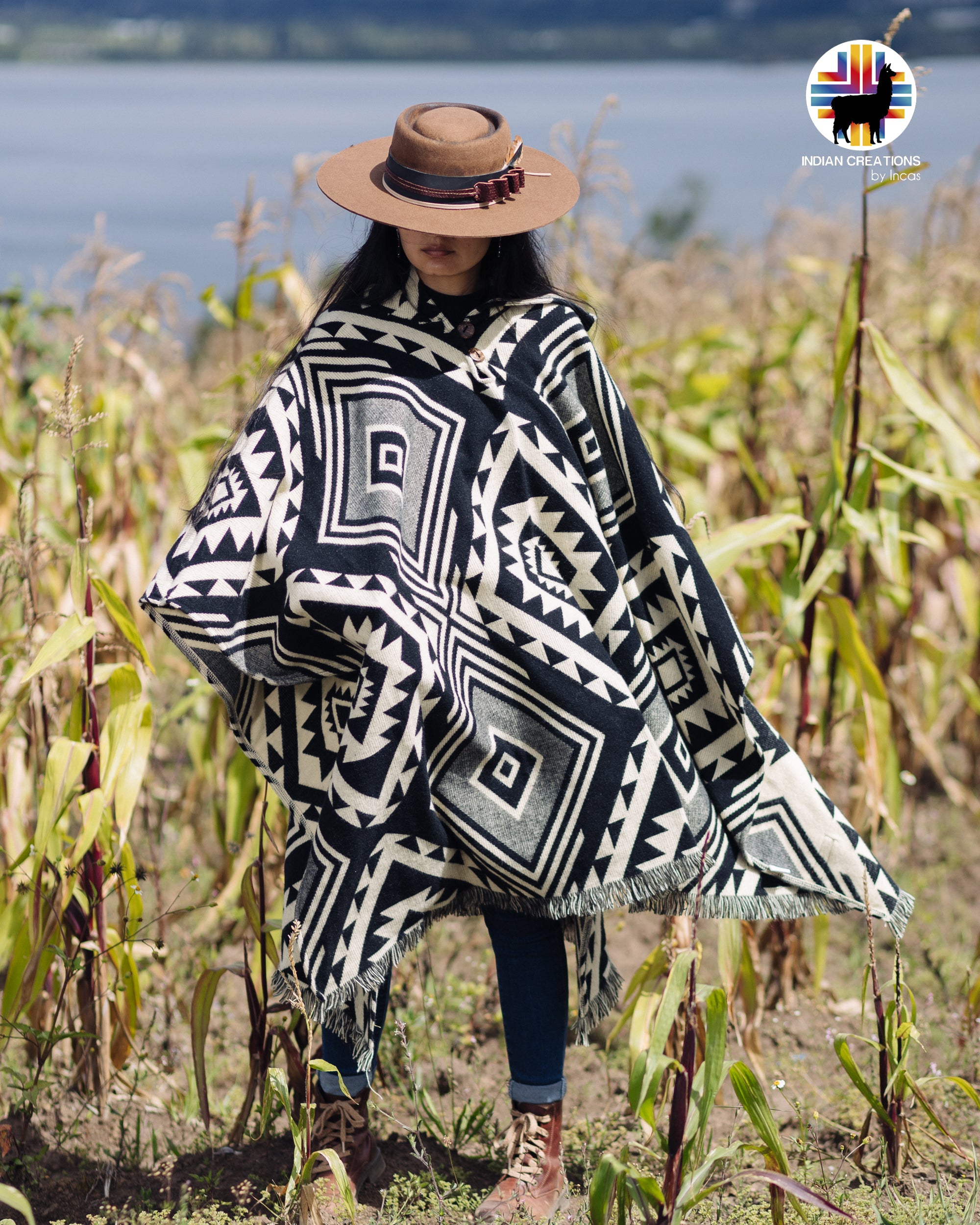 Black Barlow Alpaca Poncho