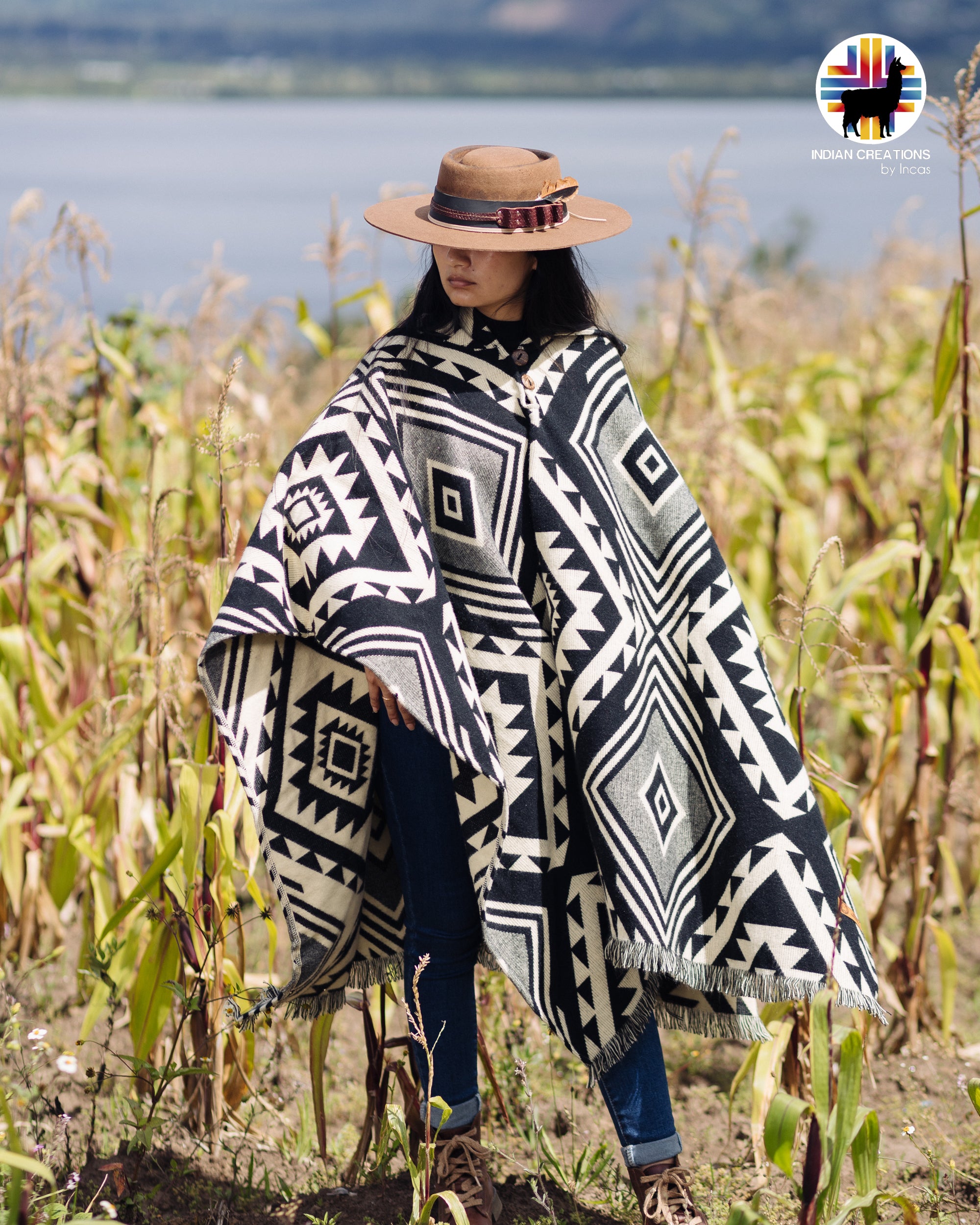 Black Barlow Alpaca Poncho