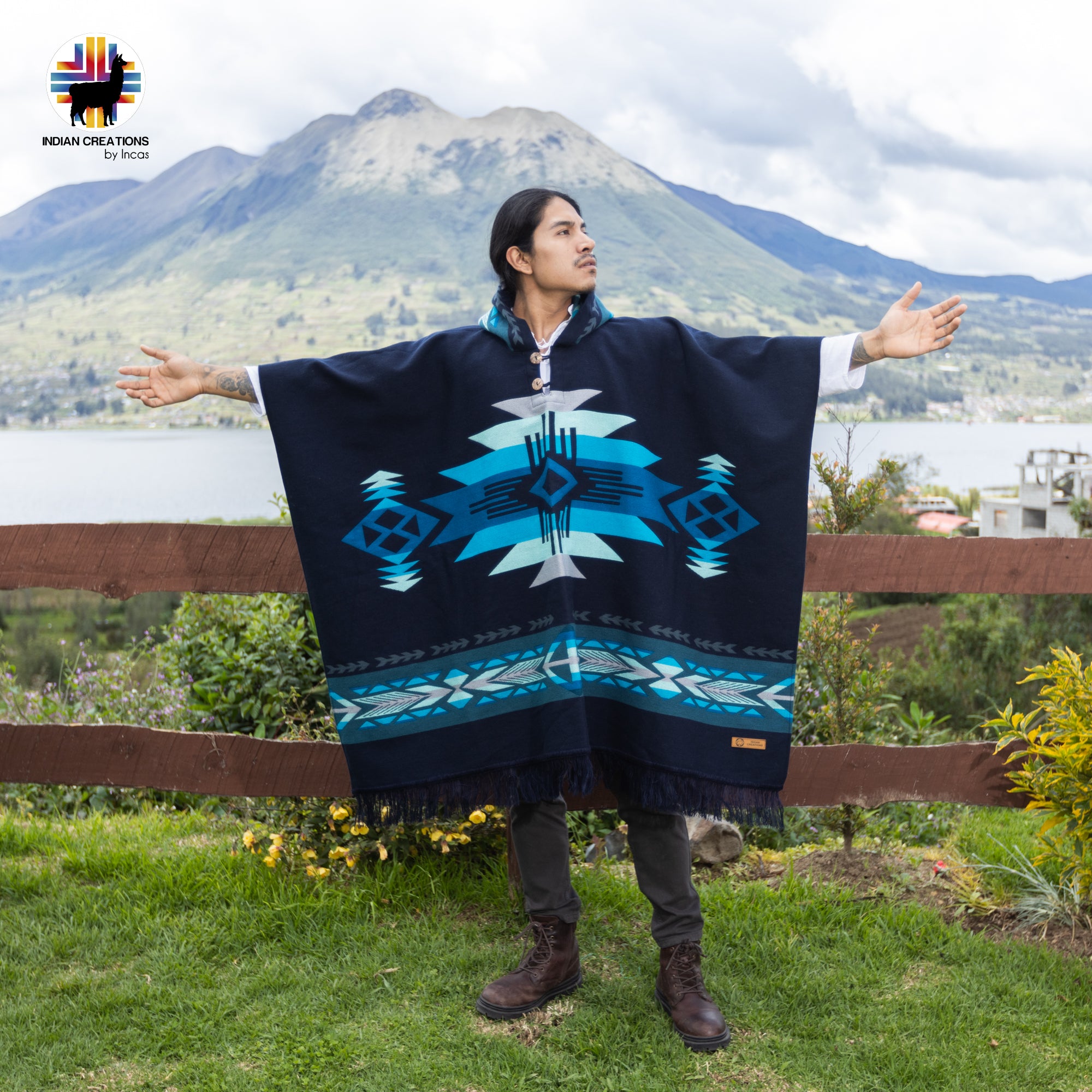 Mosfellsbær Alpaca Wool Poncho Handcrafted by Indigenous Hands.