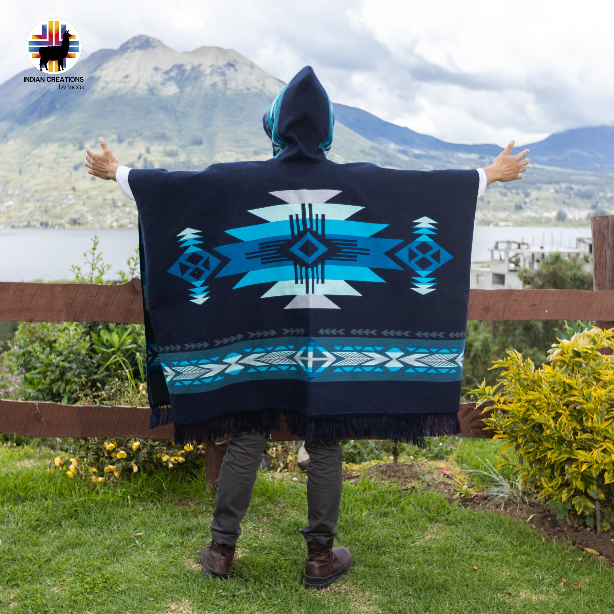 Mosfellsbær Alpaca Wool Poncho Handcrafted by Indigenous Hands.