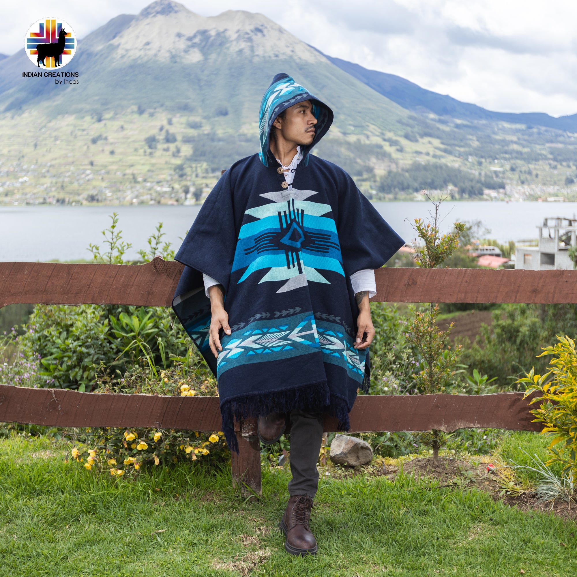 Mosfellsbær Alpaca Wool Poncho Handcrafted by Indigenous Hands.