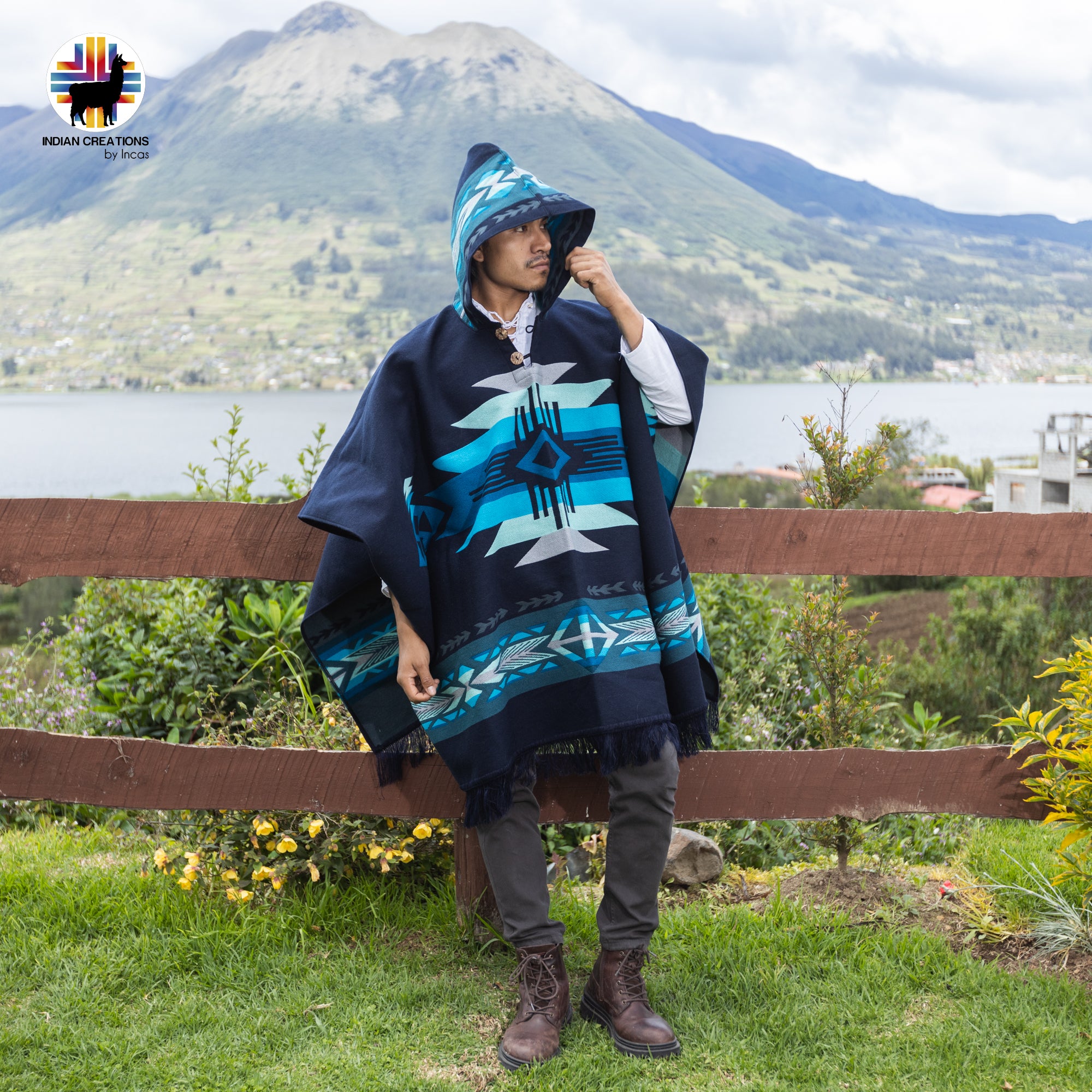 Mosfellsbær Alpaca Wool Poncho Handcrafted by Indigenous Hands.