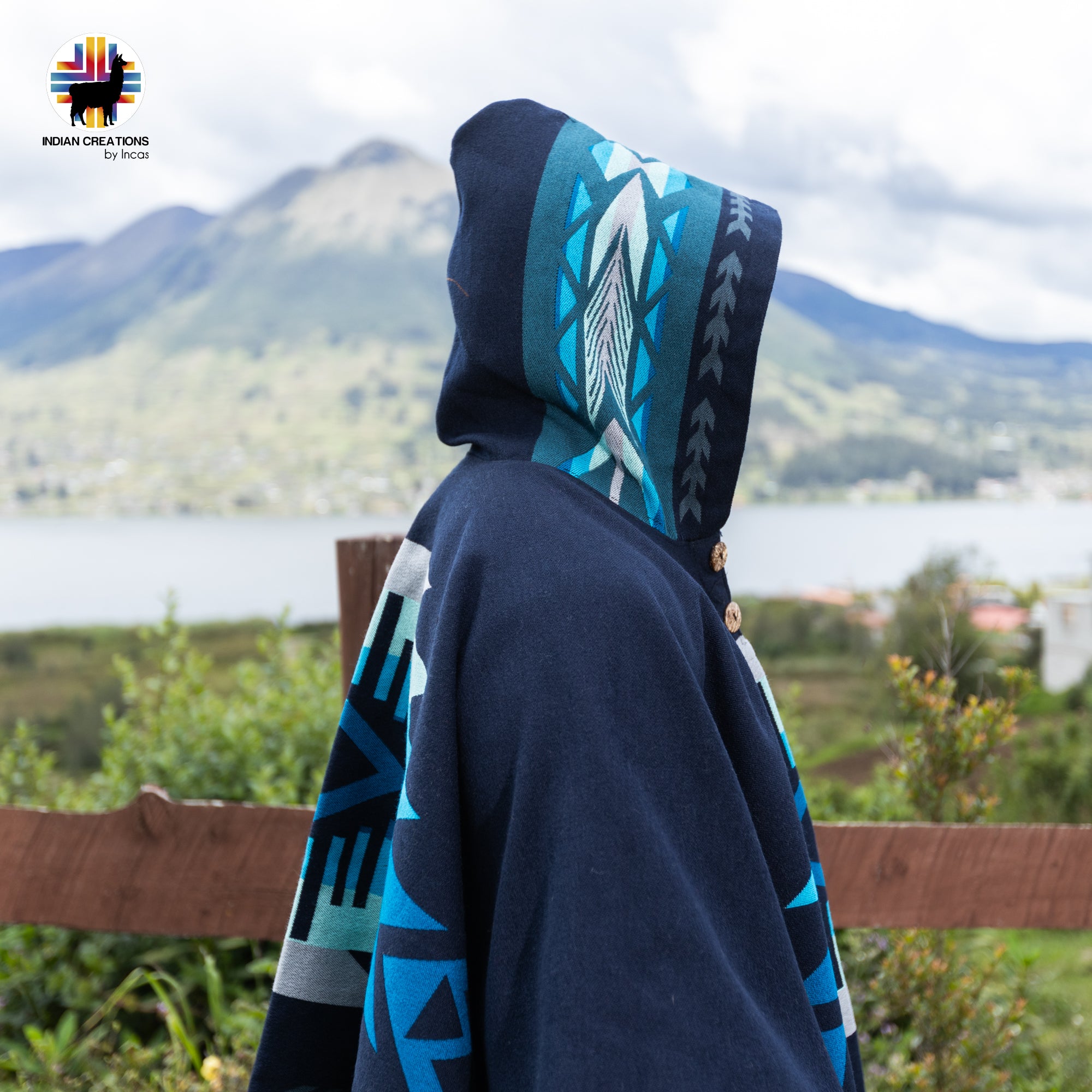 Mosfellsbær Alpaca Wool Poncho Handcrafted by Indigenous Hands.