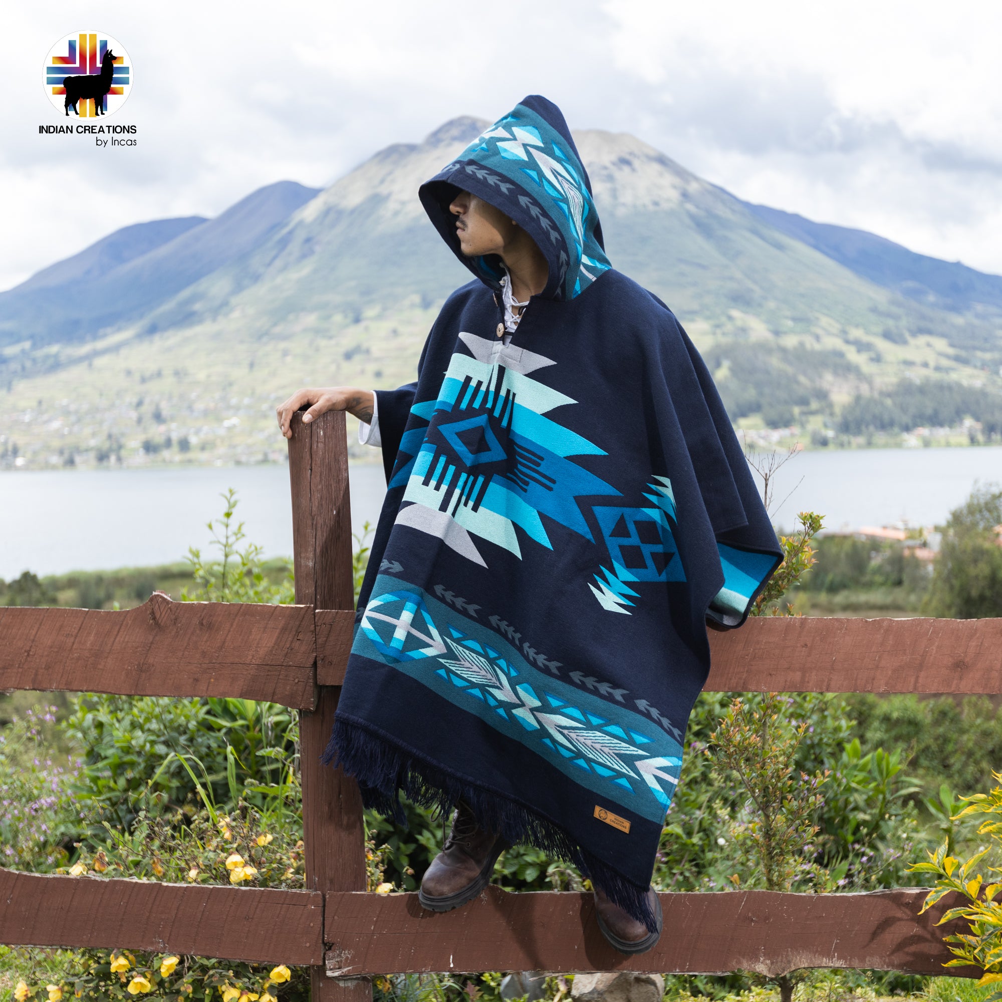 Mosfellsbær Alpaca Wool Poncho Handcrafted by Indigenous Hands.