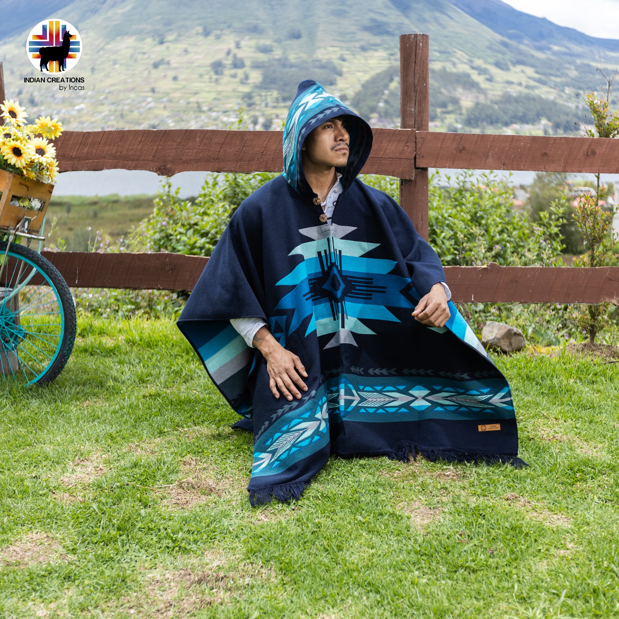 Mosfellsbær Alpaca Wool Poncho Handcrafted by Indigenous Hands.