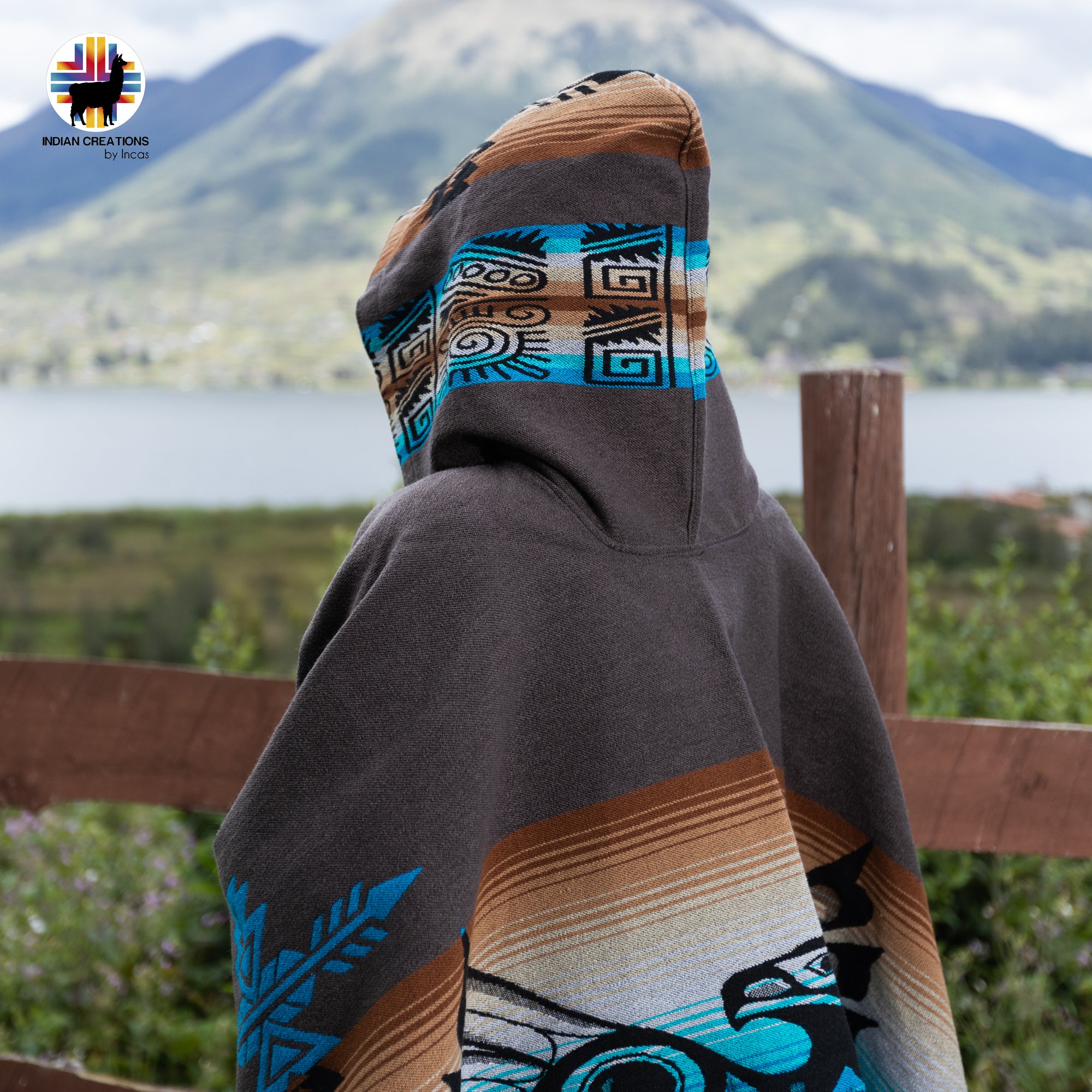 Thunderbird Alpaca Wool Poncho Handcrafted by Indigenous Hands.