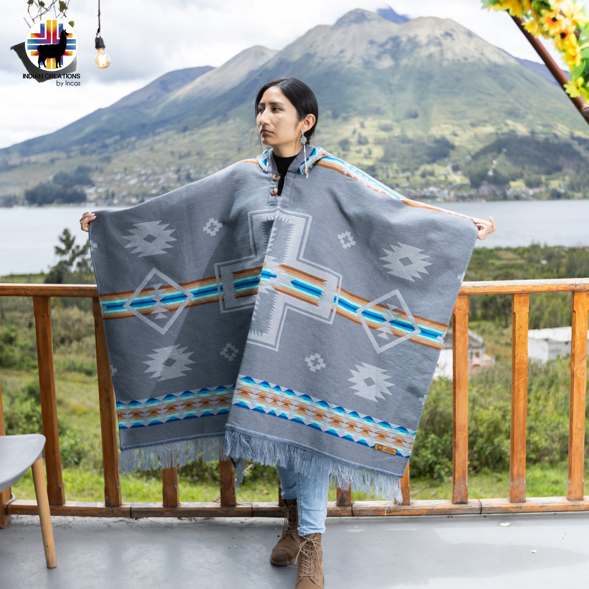 Reykjavík Alpaca Wool Poncho Handcrafted by Indigenous Hands.