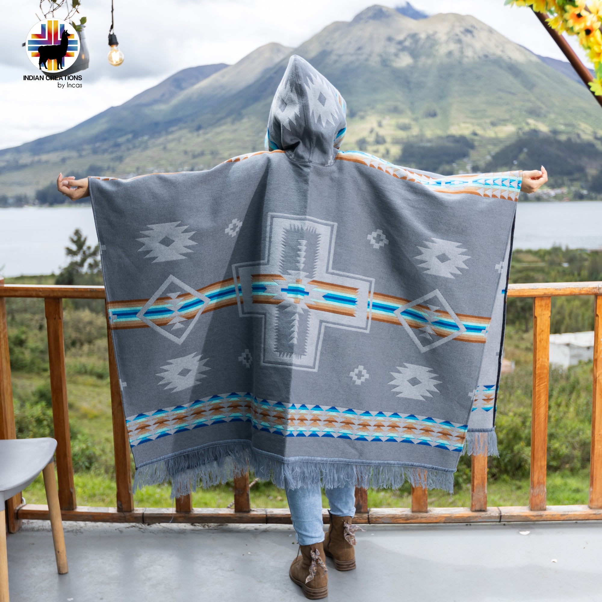 Reykjavík Alpaca Wool Poncho Handcrafted by Indigenous Hands.