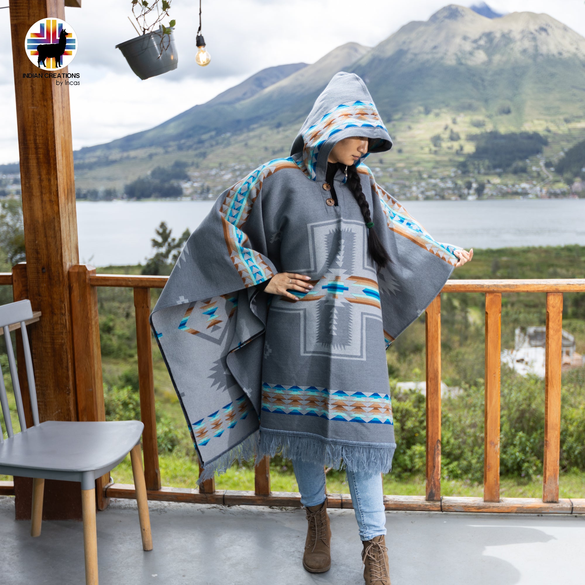 Reykjavík Alpaca Wool Poncho Handcrafted by Indigenous Hands.
