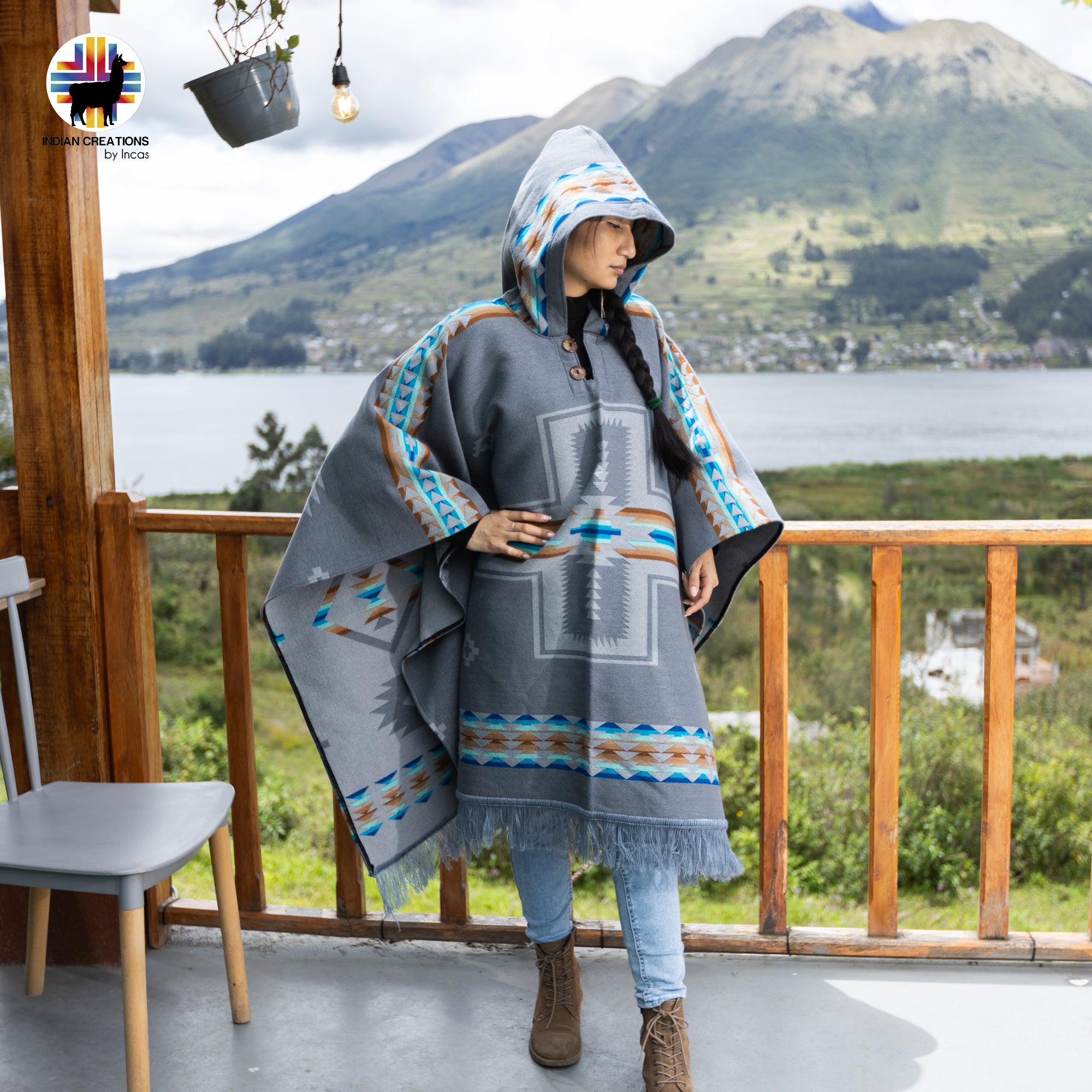 Reykjavík Alpaca Wool Poncho Handcrafted by Indigenous Hands.