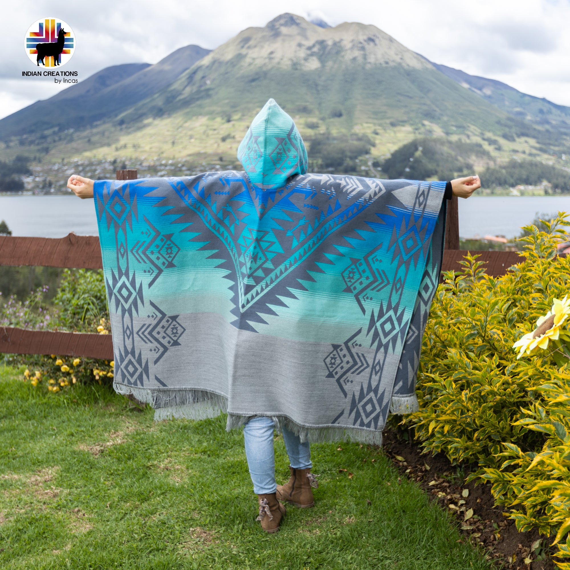 Westfjords Alpaca Wool Poncho Handcrafted by Indigenous Hands.