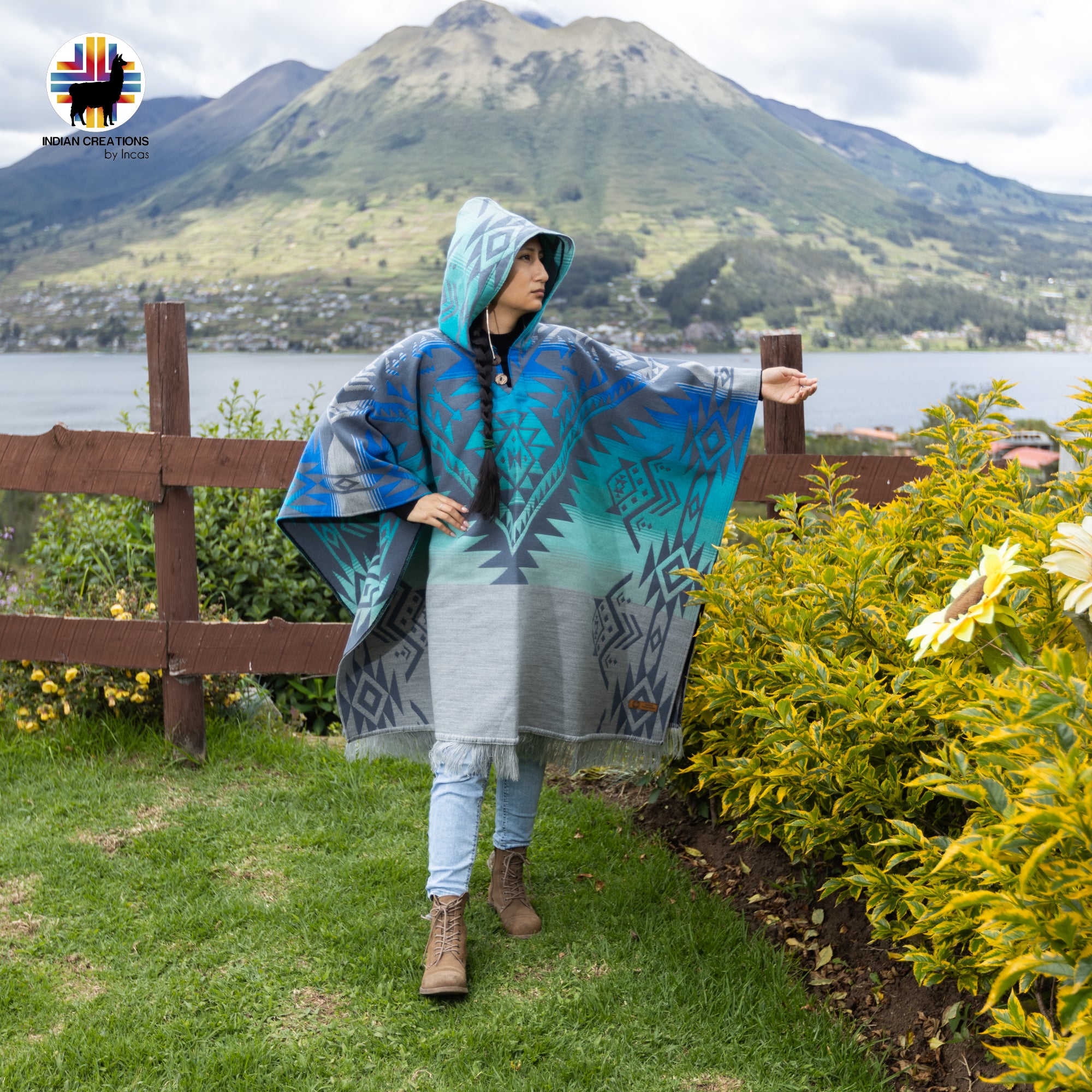 Westfjords Alpaca Wool Poncho Handcrafted by Indigenous Hands.
