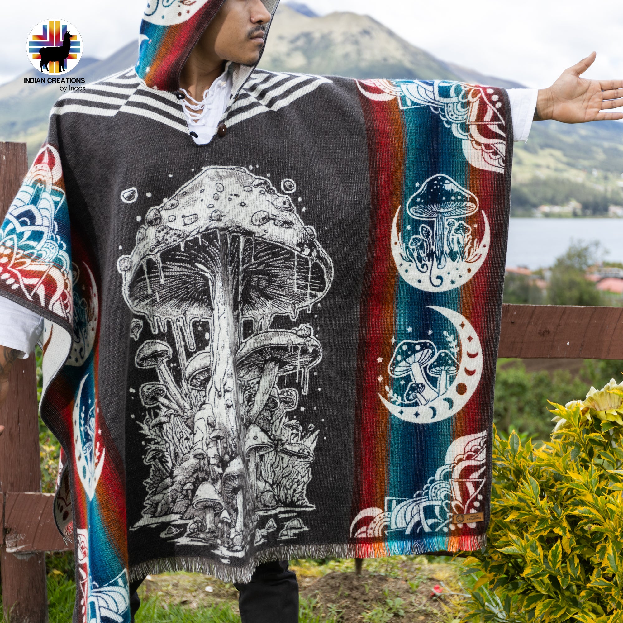 Lactarius Indigo Alpaca Wool Poncho Handcrafted by Indigenous Hands.