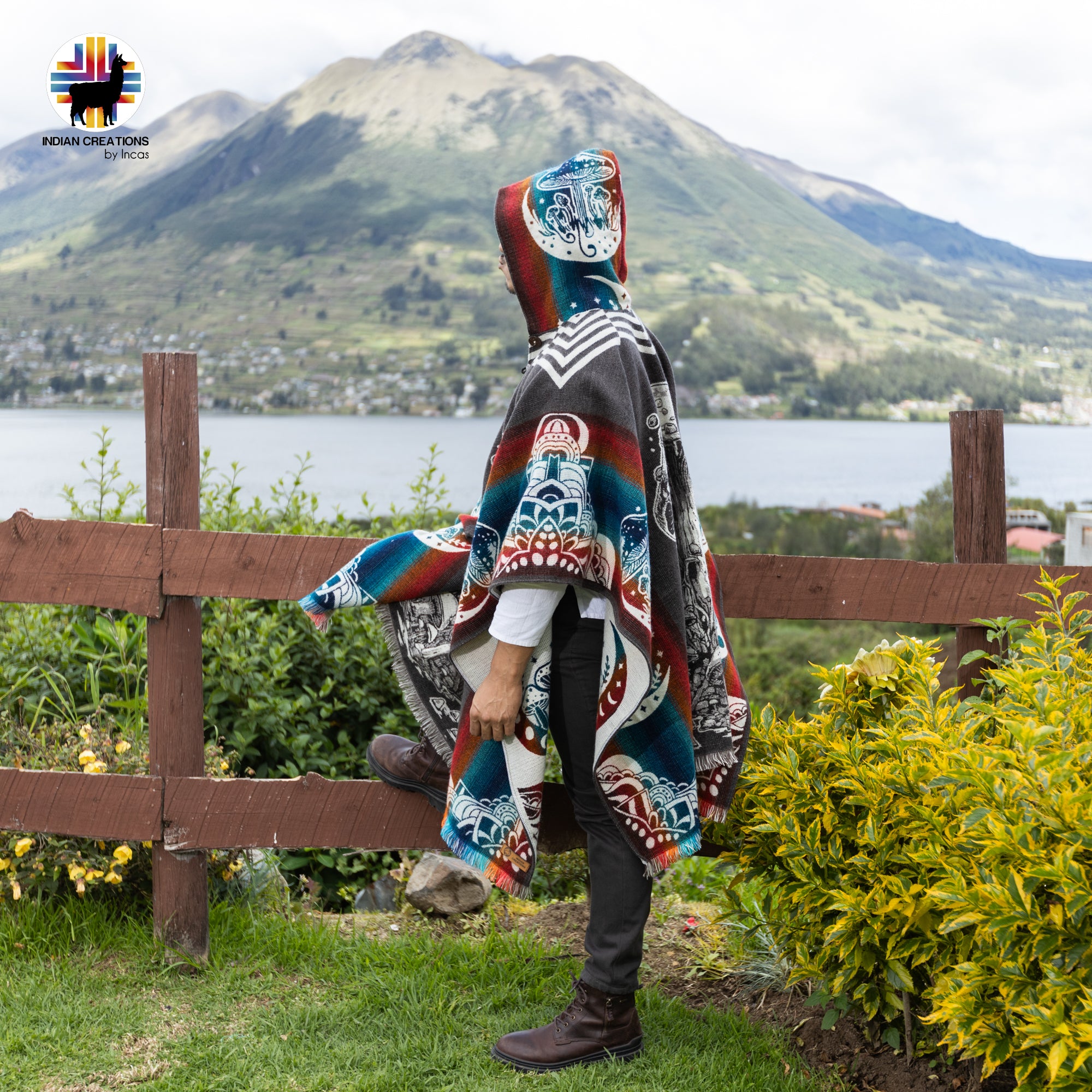 Lactarius Indigo Alpaca Wool Poncho Handcrafted by Indigenous Hands.