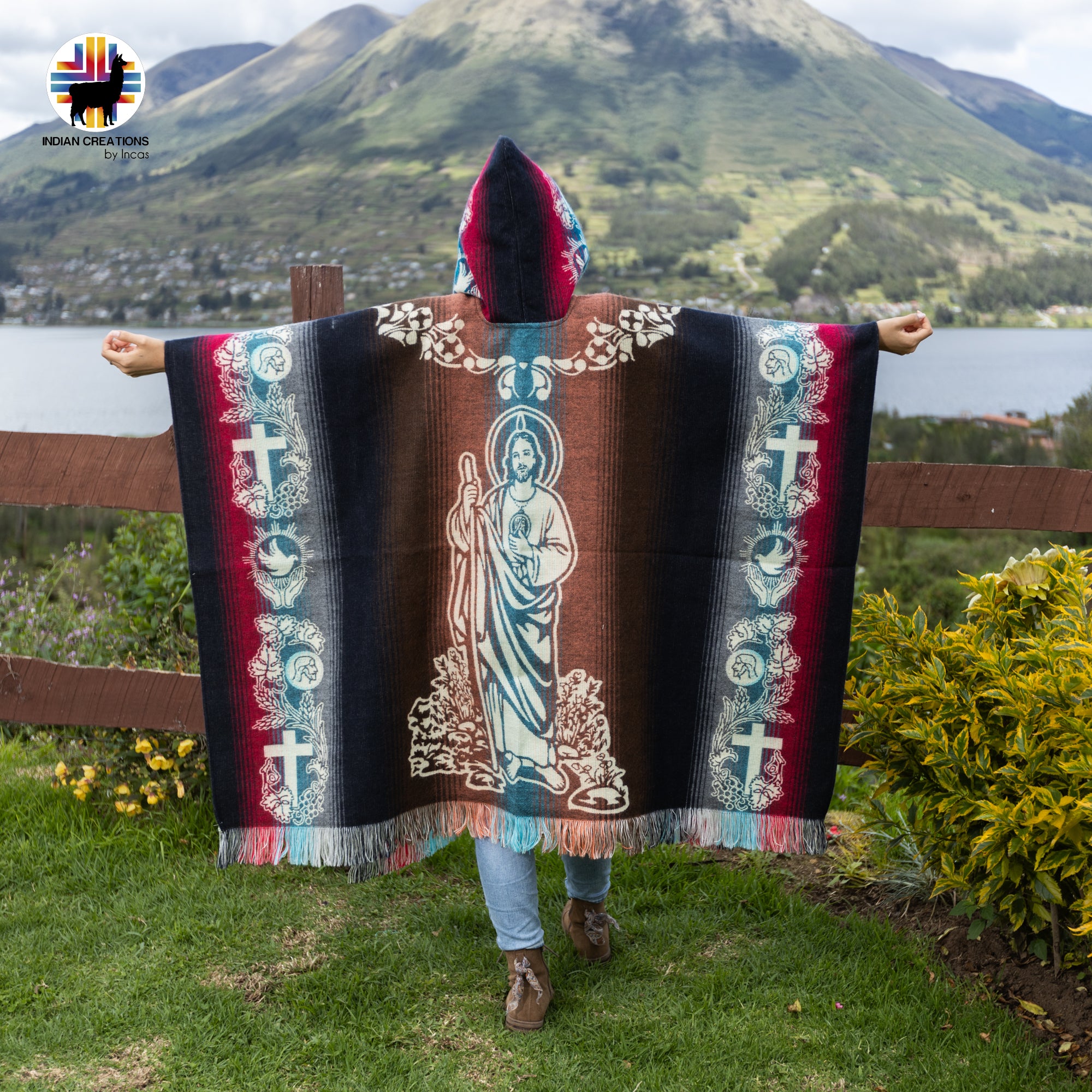 San Judas Alpaca Wool Poncho Handcrafted by Indigenous Hands.