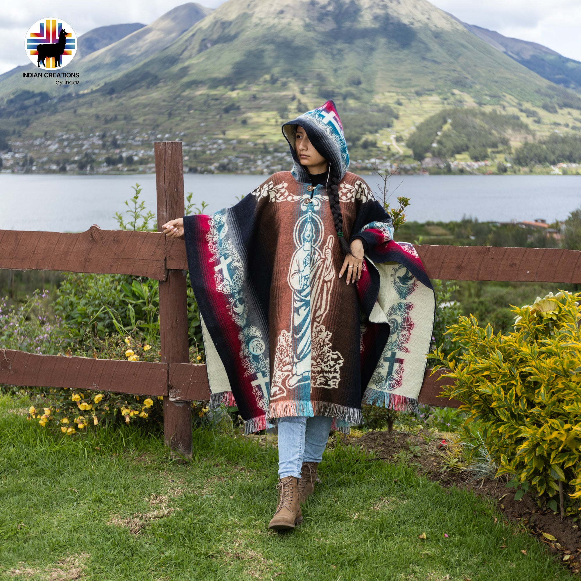 San Judas Alpaca Wool Poncho Handcrafted by Indigenous Hands.