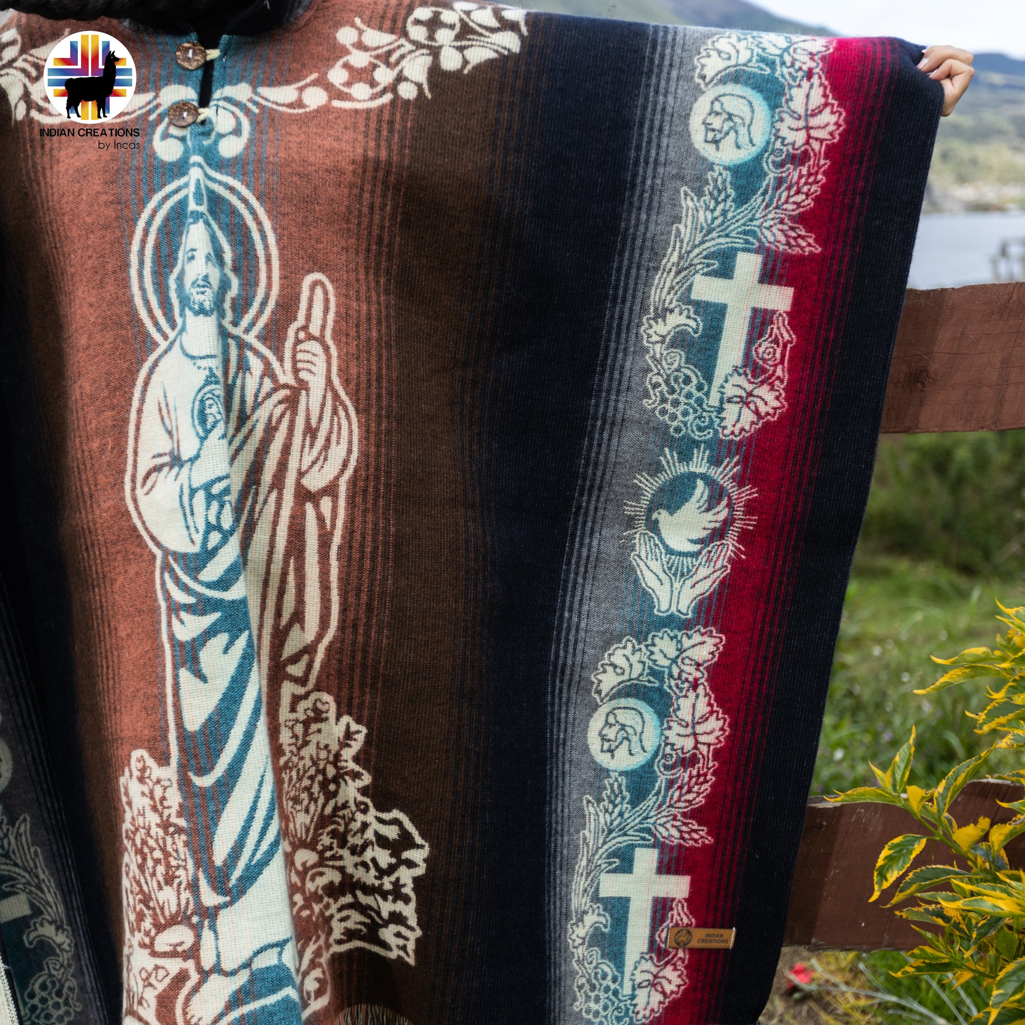 San Judas Alpaca Wool Poncho Handcrafted by Indigenous Hands.