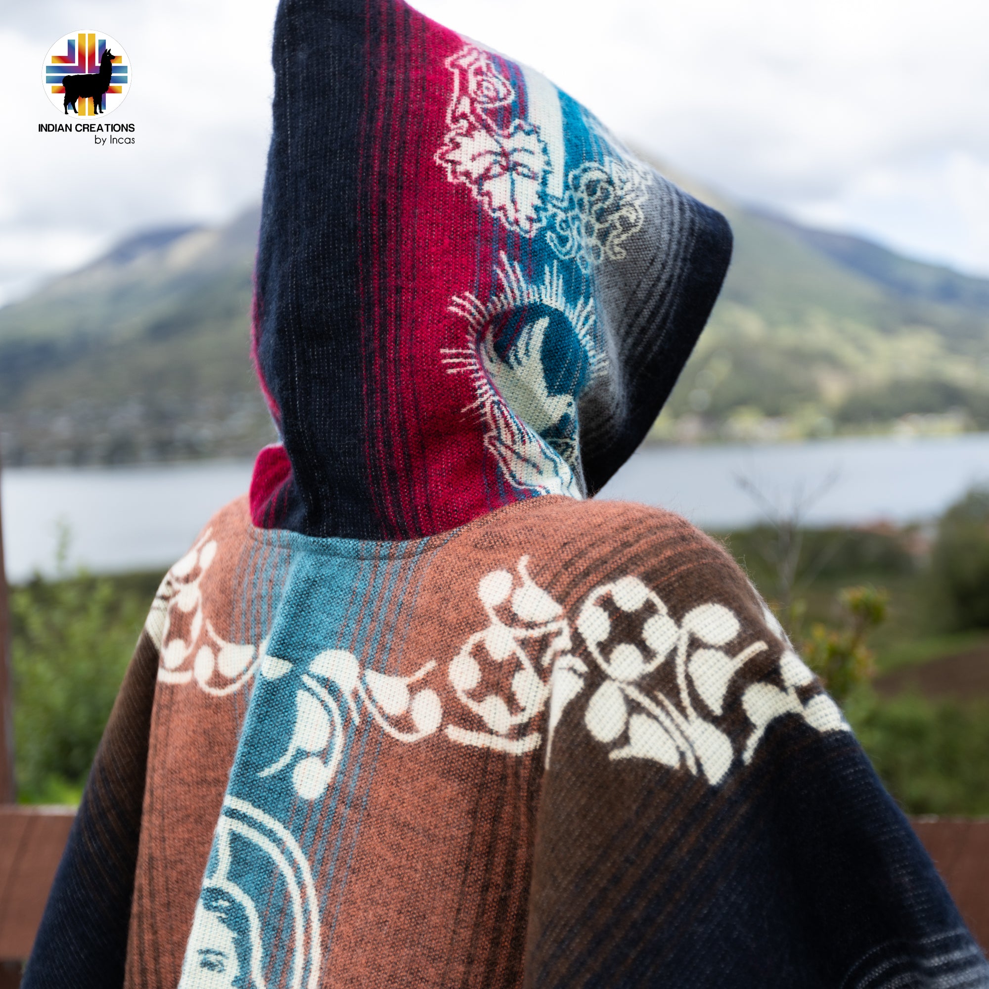 San Judas Alpaca Wool Poncho Handcrafted by Indigenous Hands.