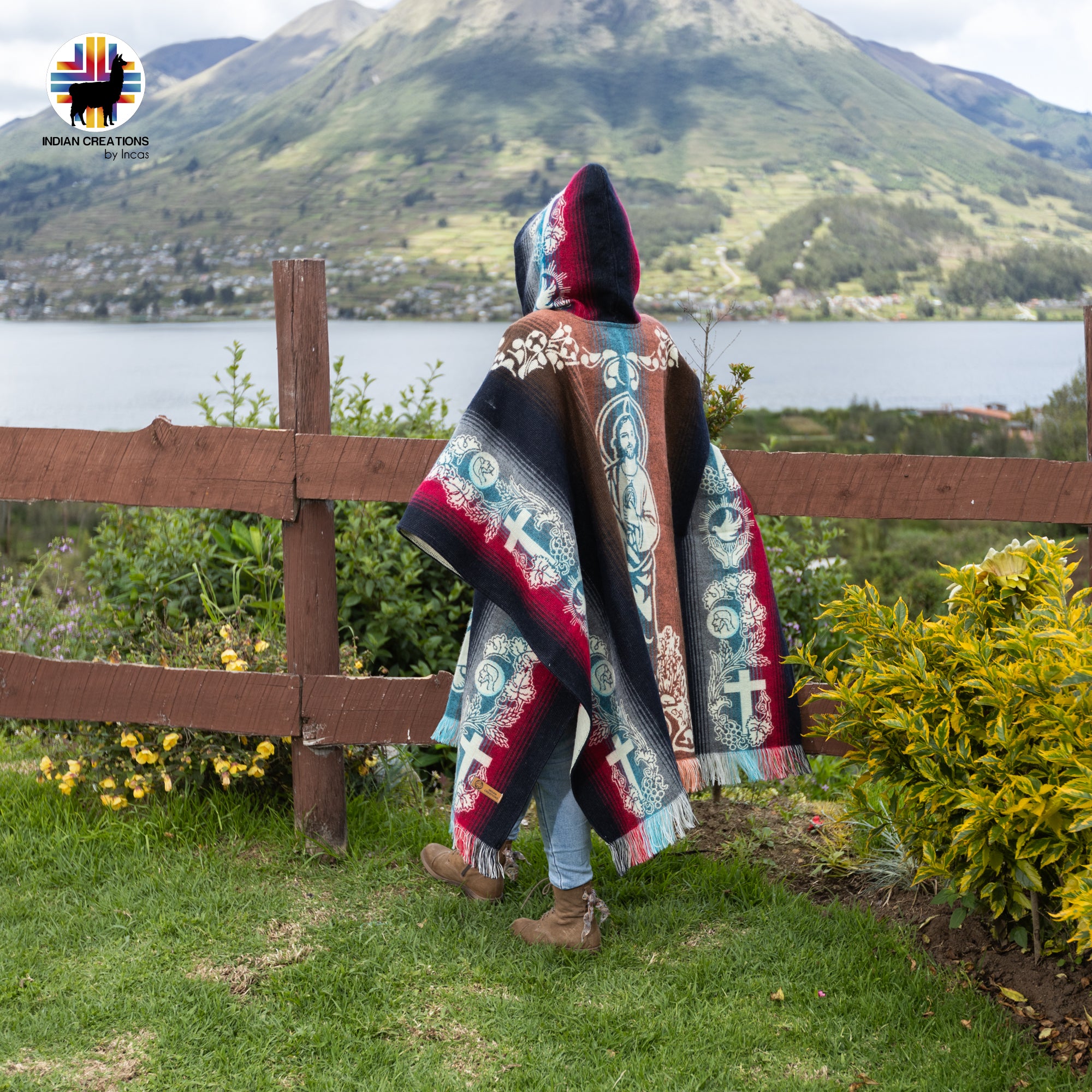 San Judas Alpaca Wool Poncho Handcrafted by Indigenous Hands.