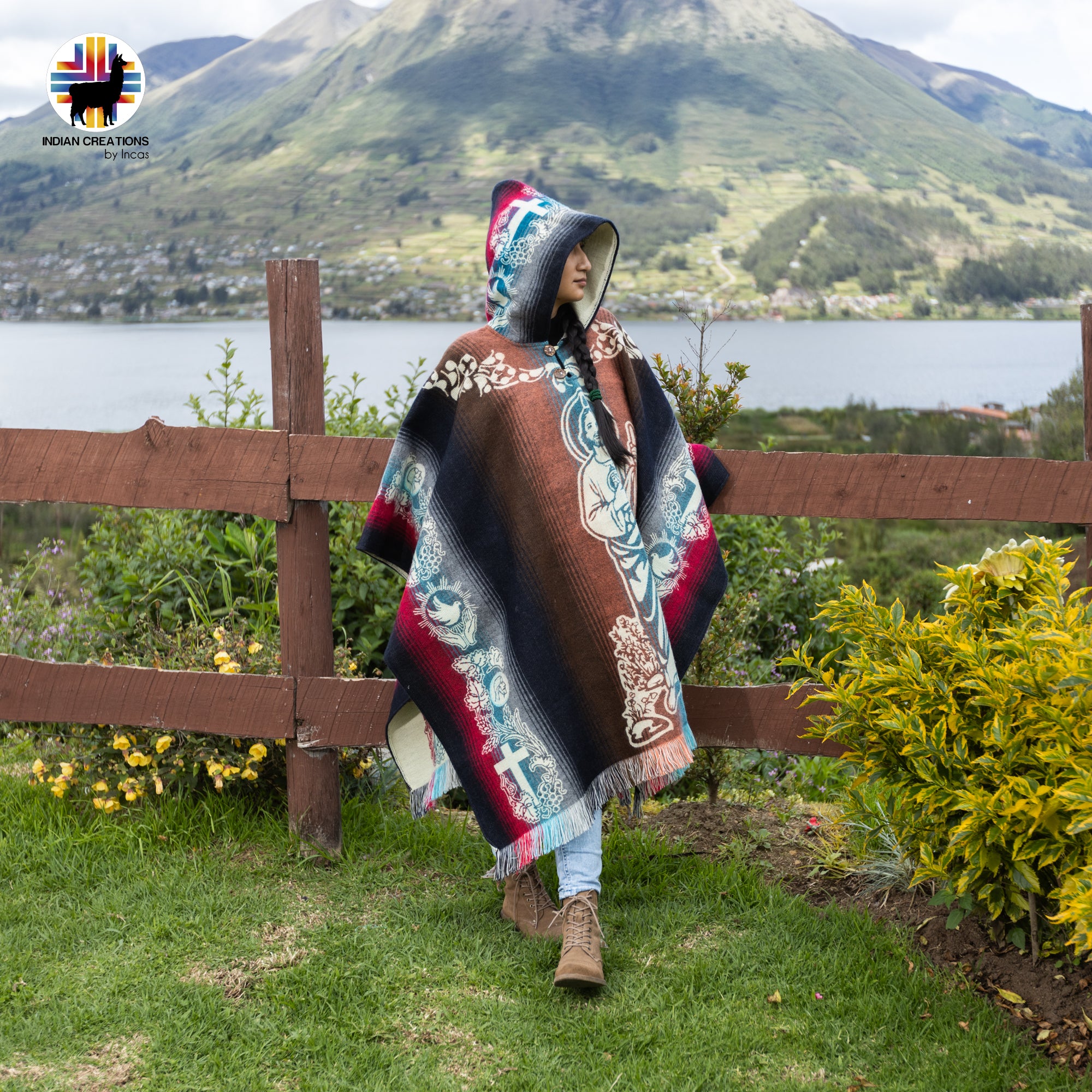 San Judas Alpaca Wool Poncho Handcrafted by Indigenous Hands.