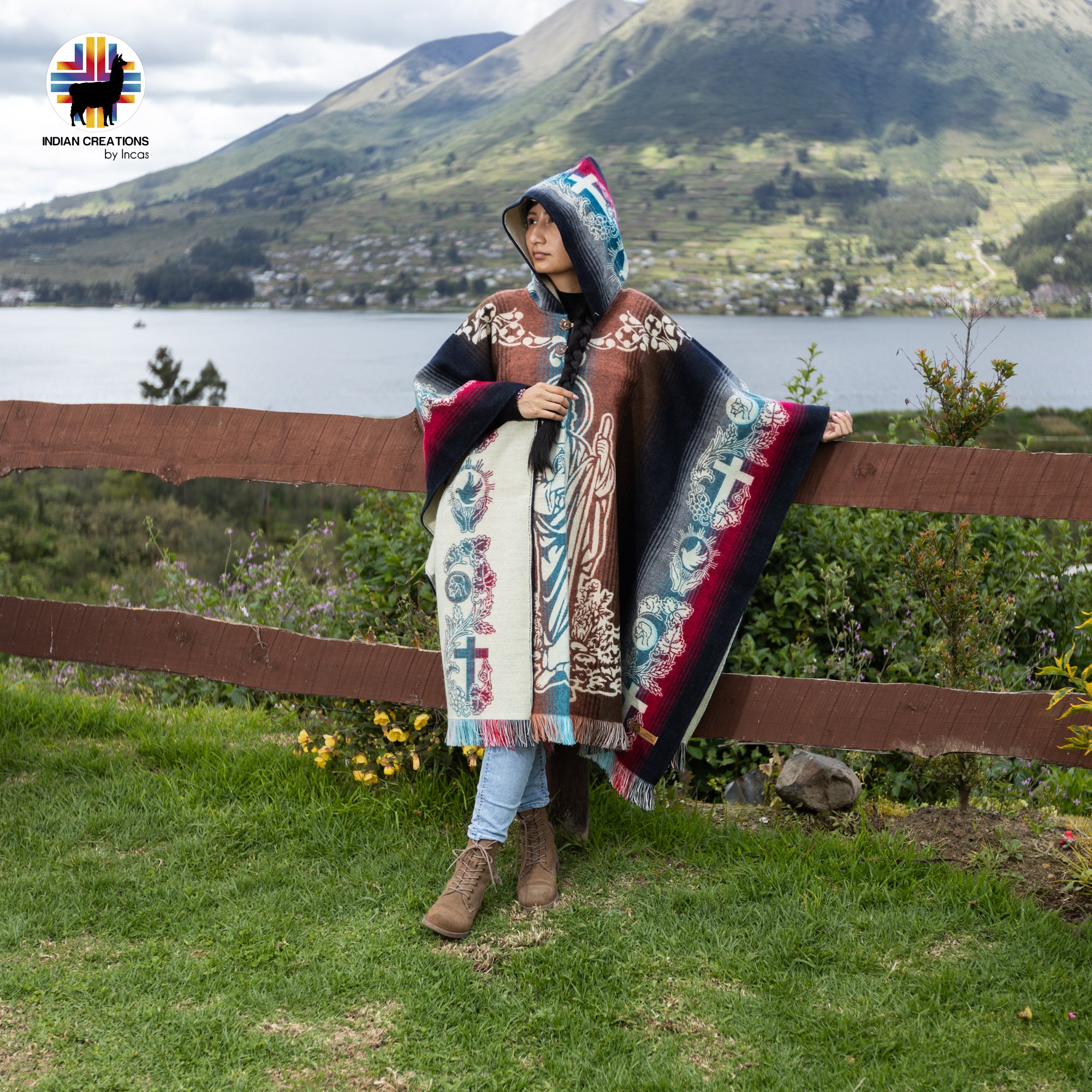San Judas Alpaca Wool Poncho Handcrafted by Indigenous Hands.