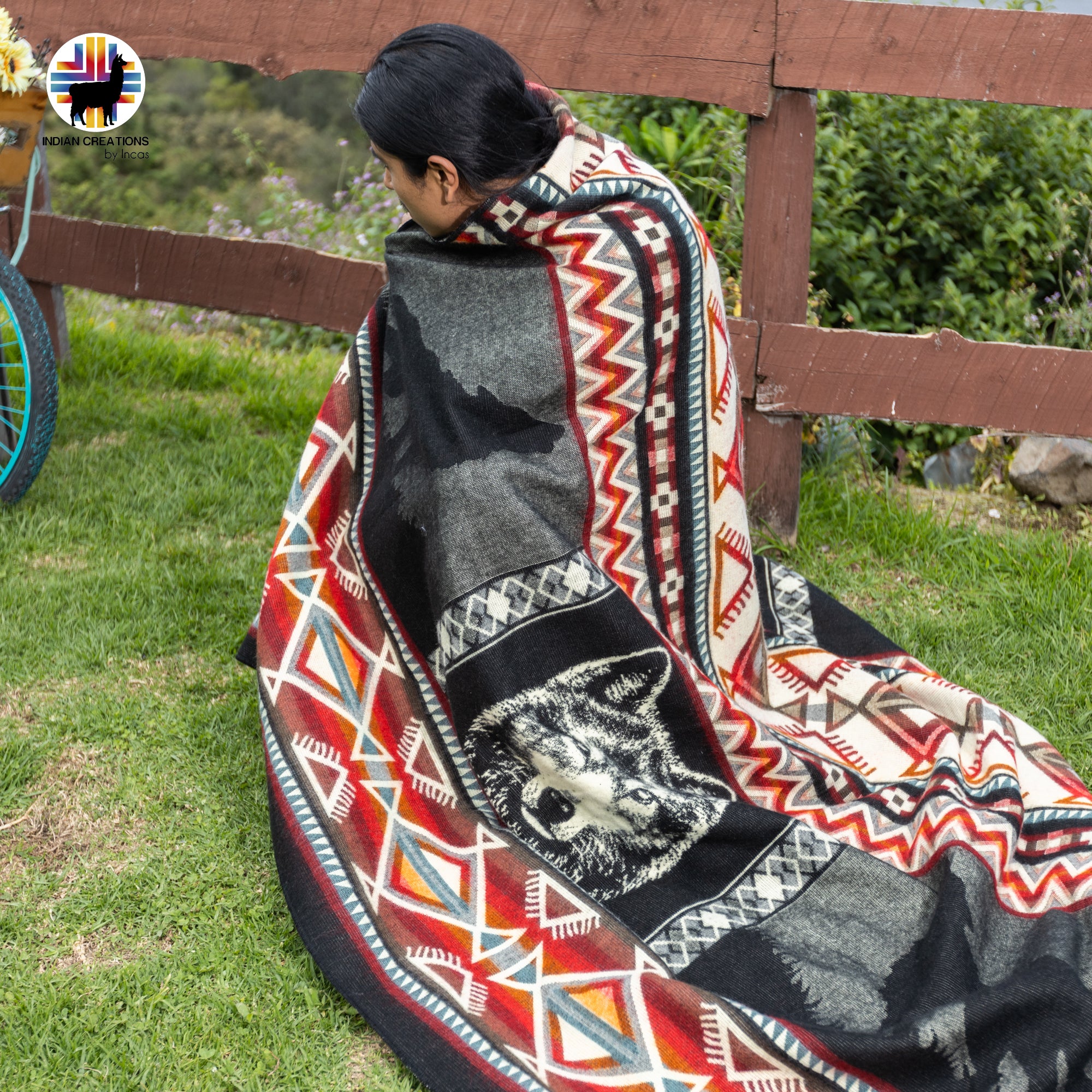 Wolf Holding Handmade Alpaca Wool Blanket. Queen Size.