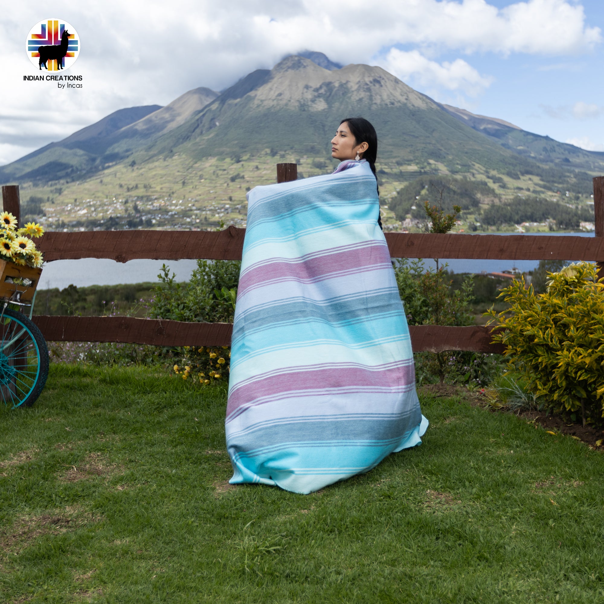 Lilac Baby Alpaca Wool Blanket. Lightweight.