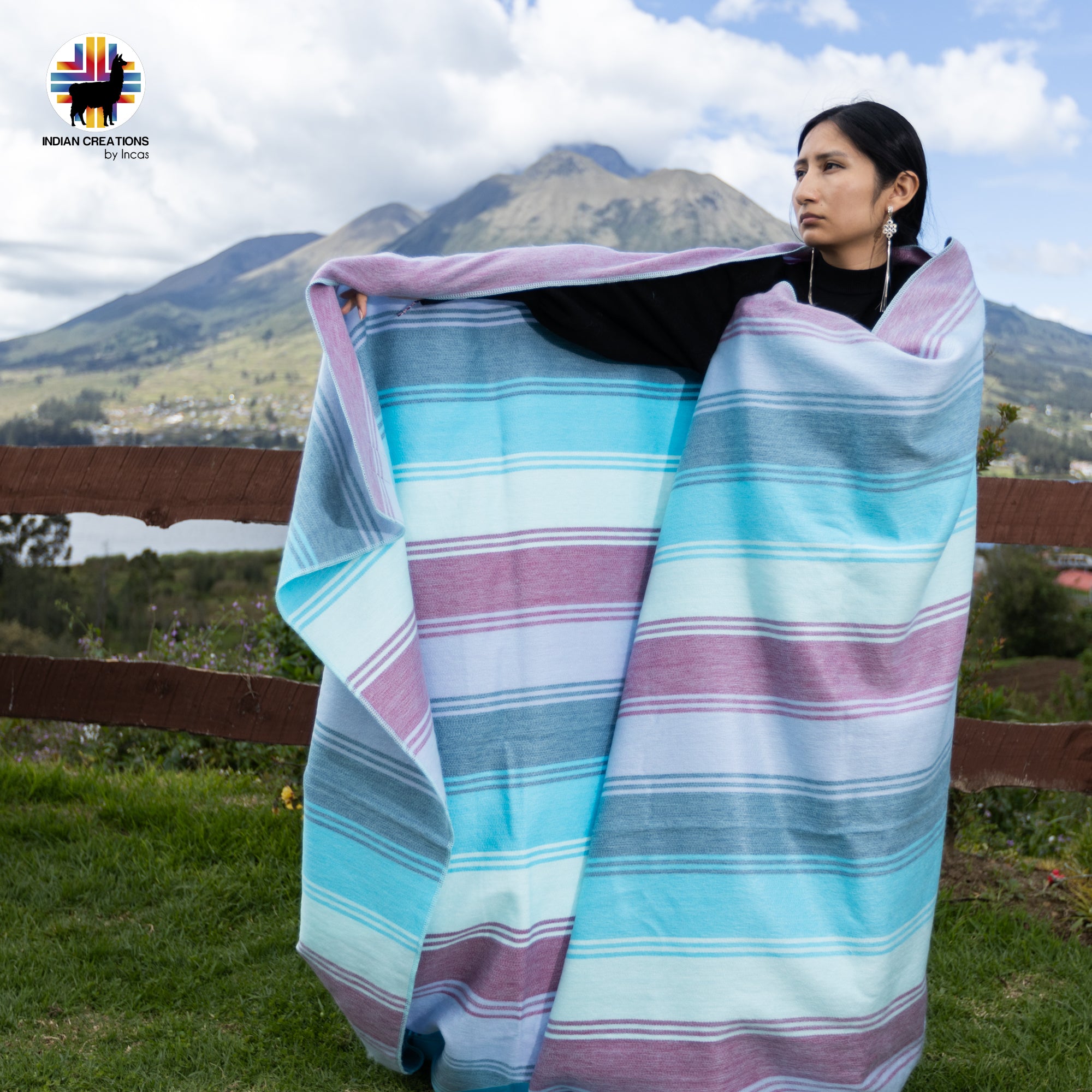 Lilac Baby Alpaca Wool Blanket. Lightweight.