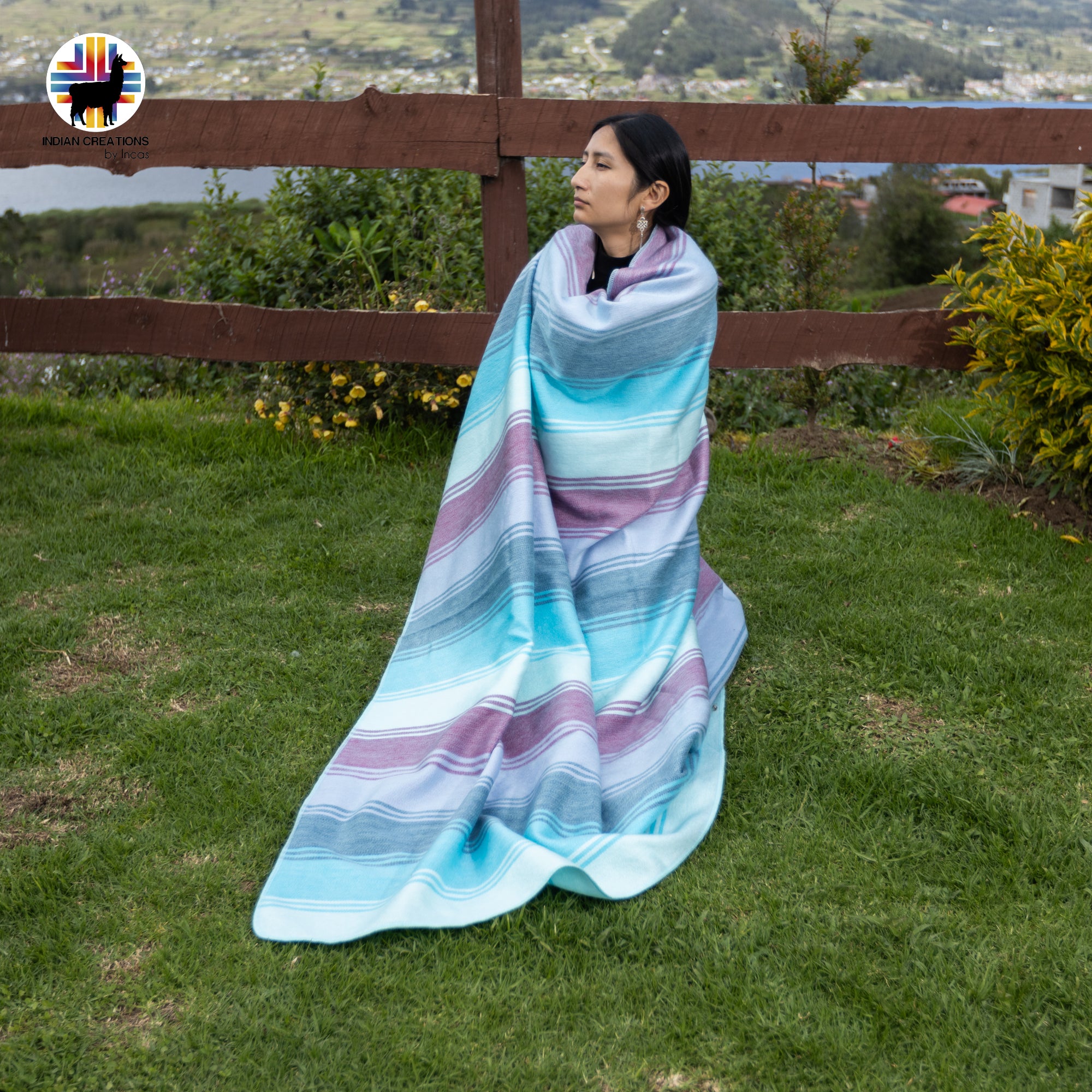 Lilac Baby Alpaca Wool Blanket. Lightweight.