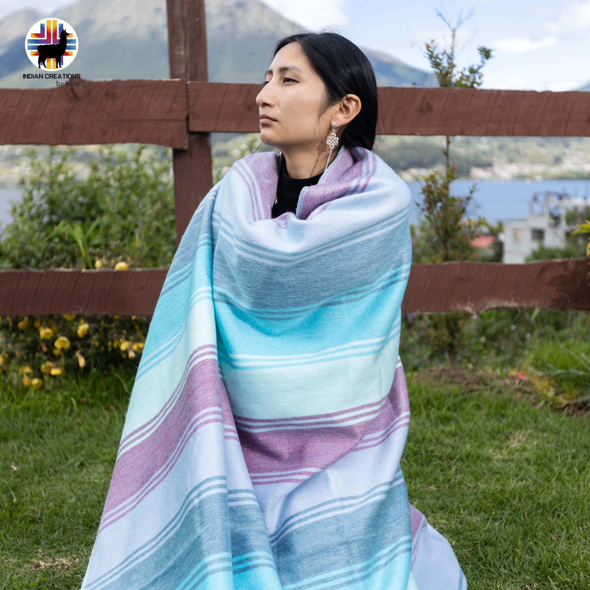 Lilac Baby Alpaca Wool Blanket. Lightweight.