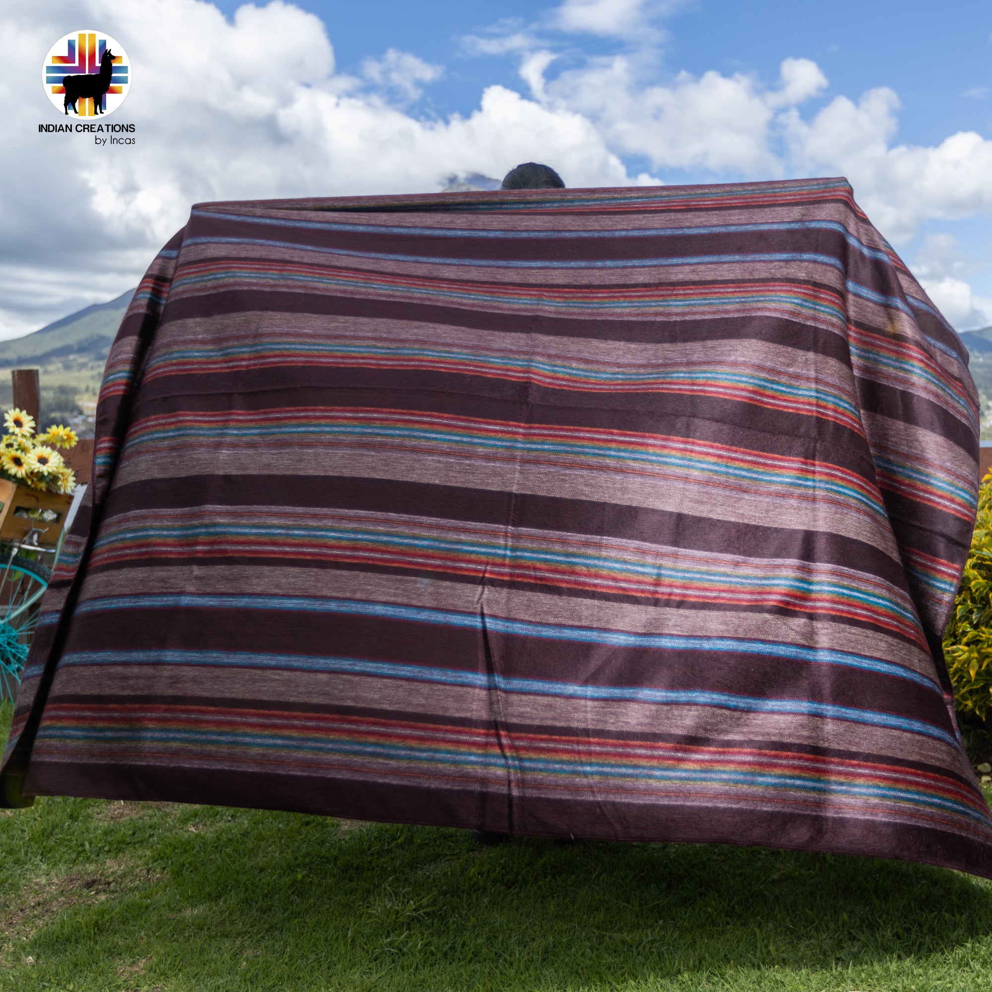 Brown Spectrum Baby Alpaca Wool Blanket. Lightweight.