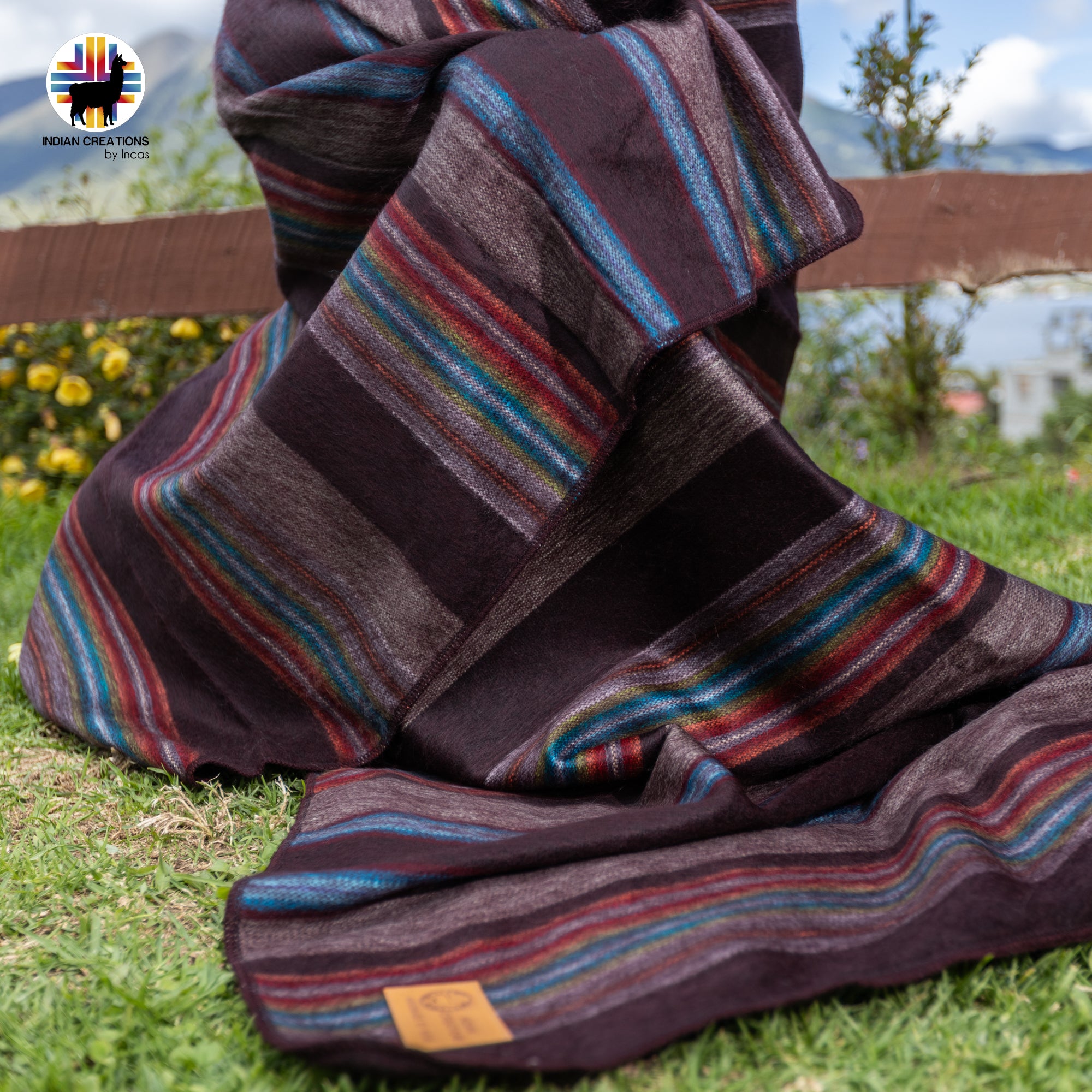 Brown Spectrum Baby Alpaca Wool Blanket. Lightweight.