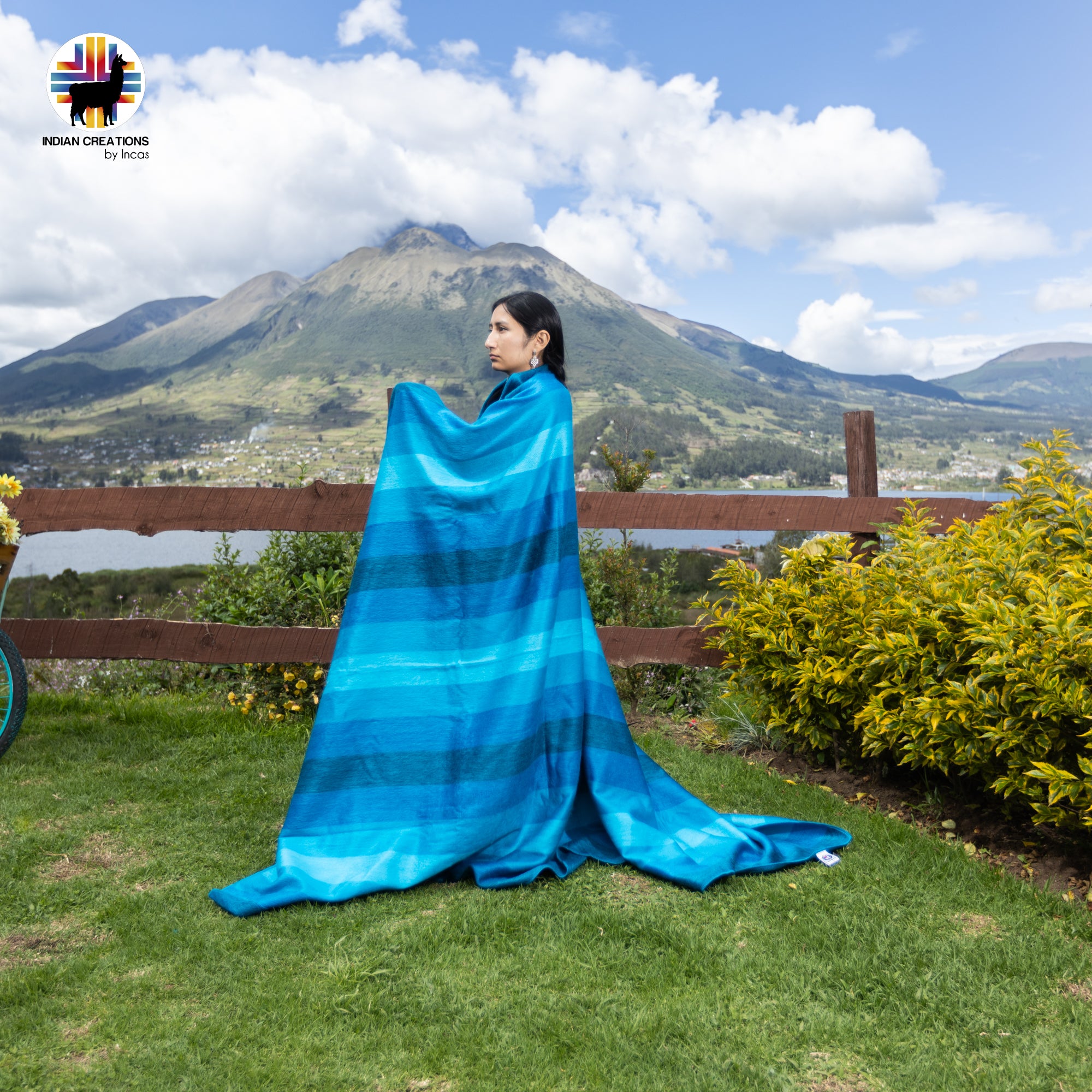 Blue Lake Baby Alpaca Wool Blanket. Lightweight.