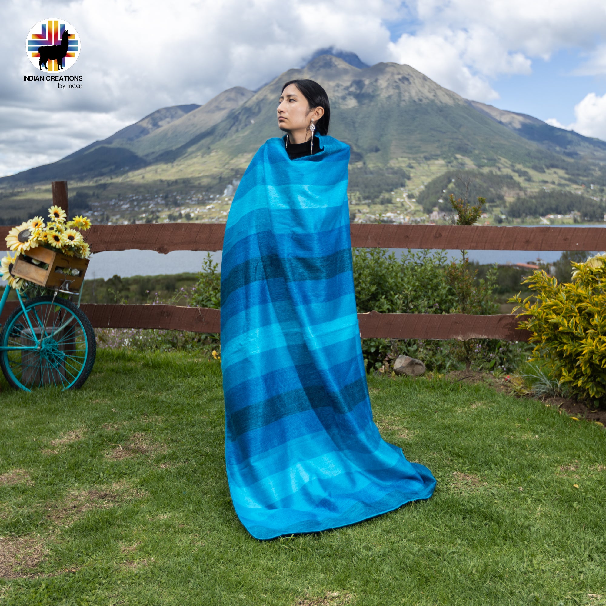 Blue Lake Baby Alpaca Wool Blanket. Lightweight.