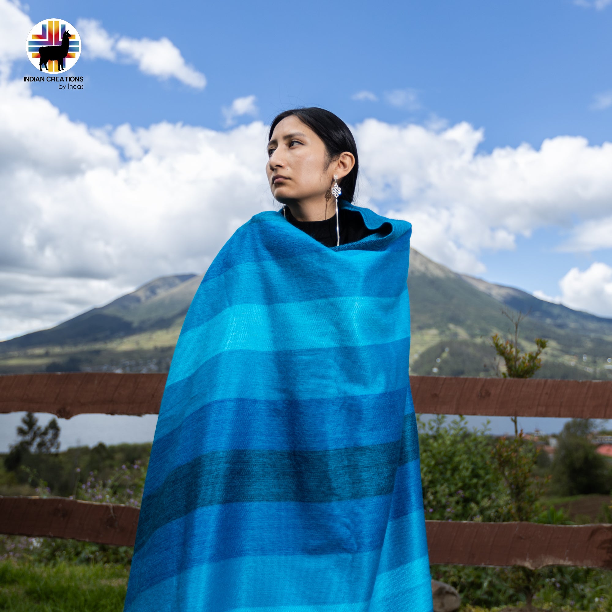 Blue Lake Baby Alpaca Wool Blanket. Lightweight.