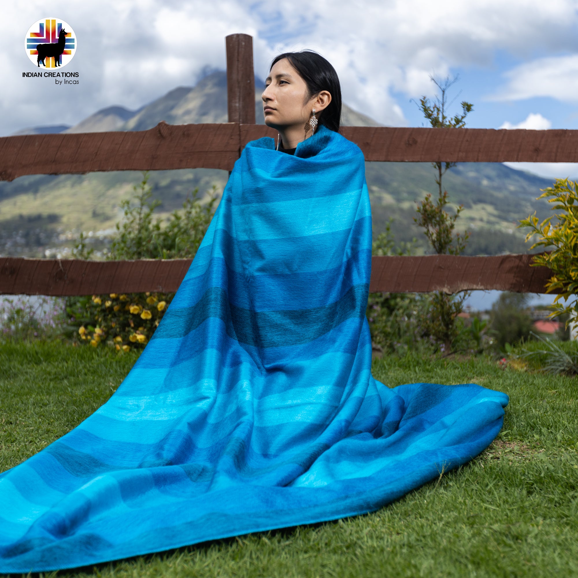 Blue Lake Baby Alpaca Wool Blanket. Lightweight.
