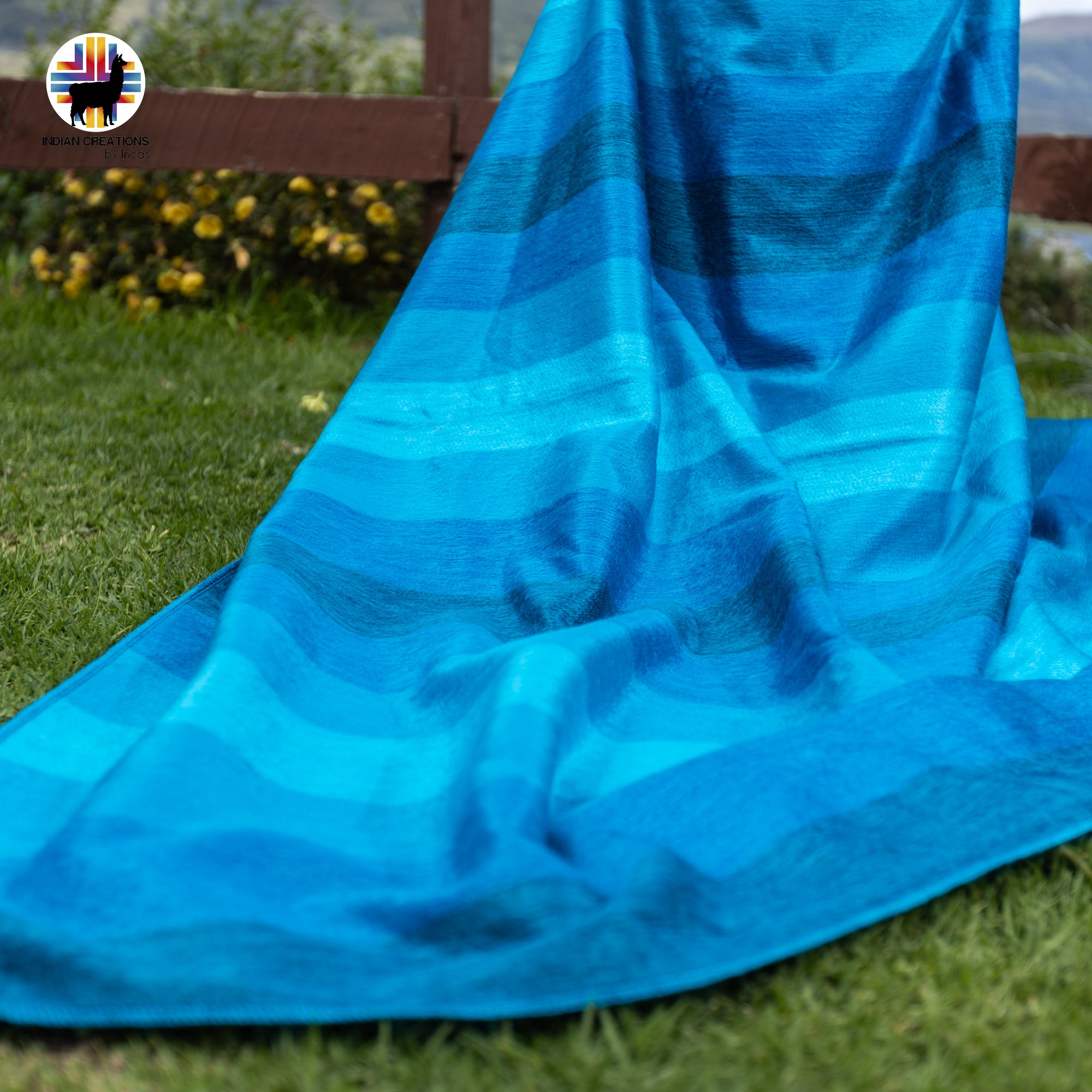 Blue Lake Baby Alpaca Wool Blanket. Lightweight.