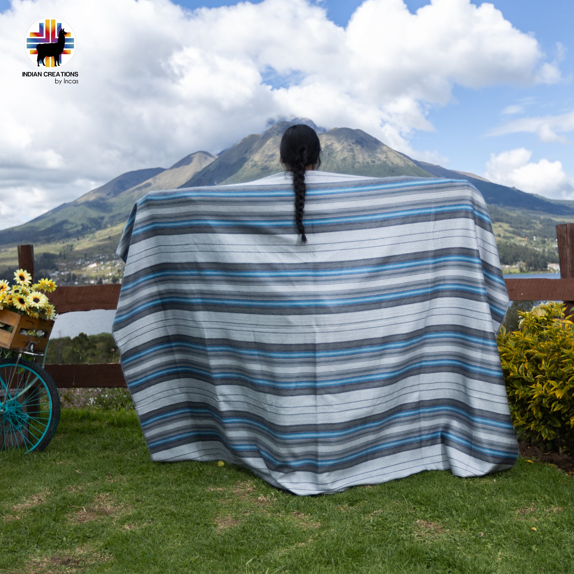 Thunderstorm Baby Alpaca Wool Blanket. Lightweight.